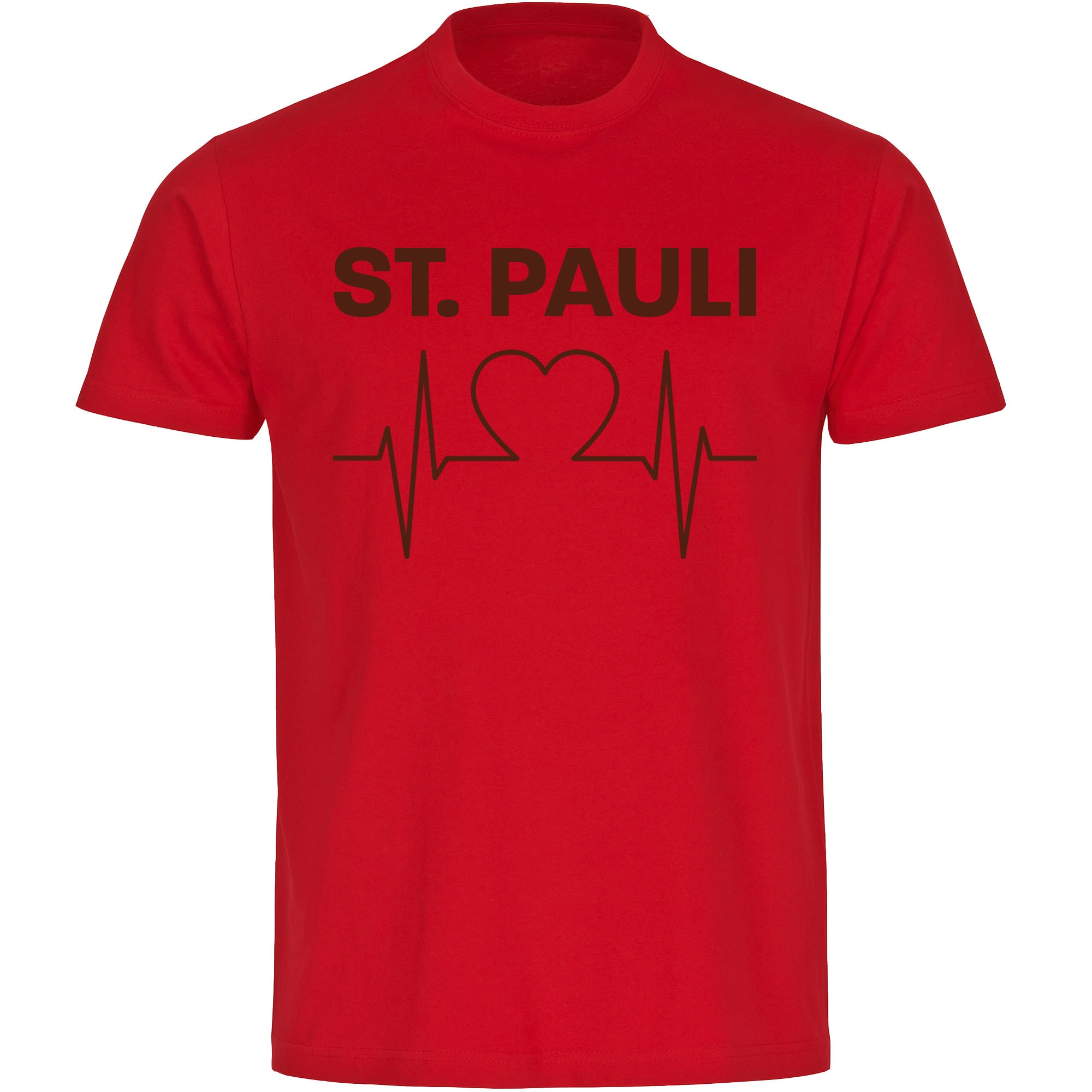 multifanshop Herren T-Shirt - St. Pauli - Herzschlag - Druck braun - M&auml;nner - Bild 1