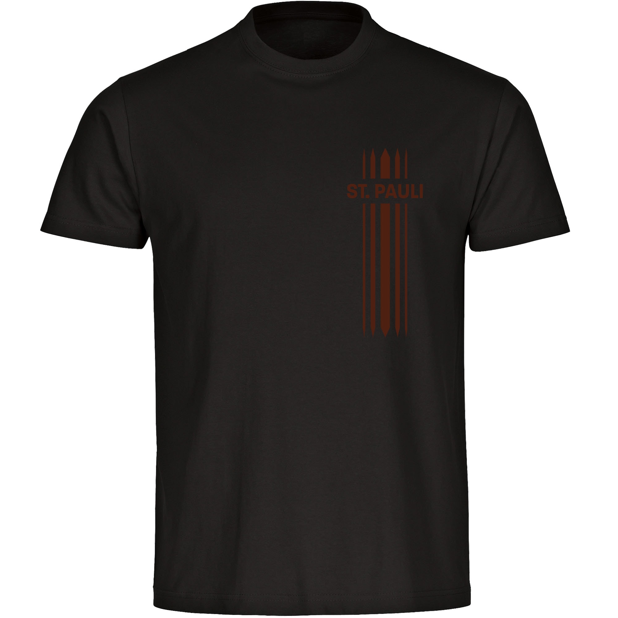multifanshop Herren T-Shirt - St. Pauli - Streifen - Druck braun - M&auml;nner - Bild 1