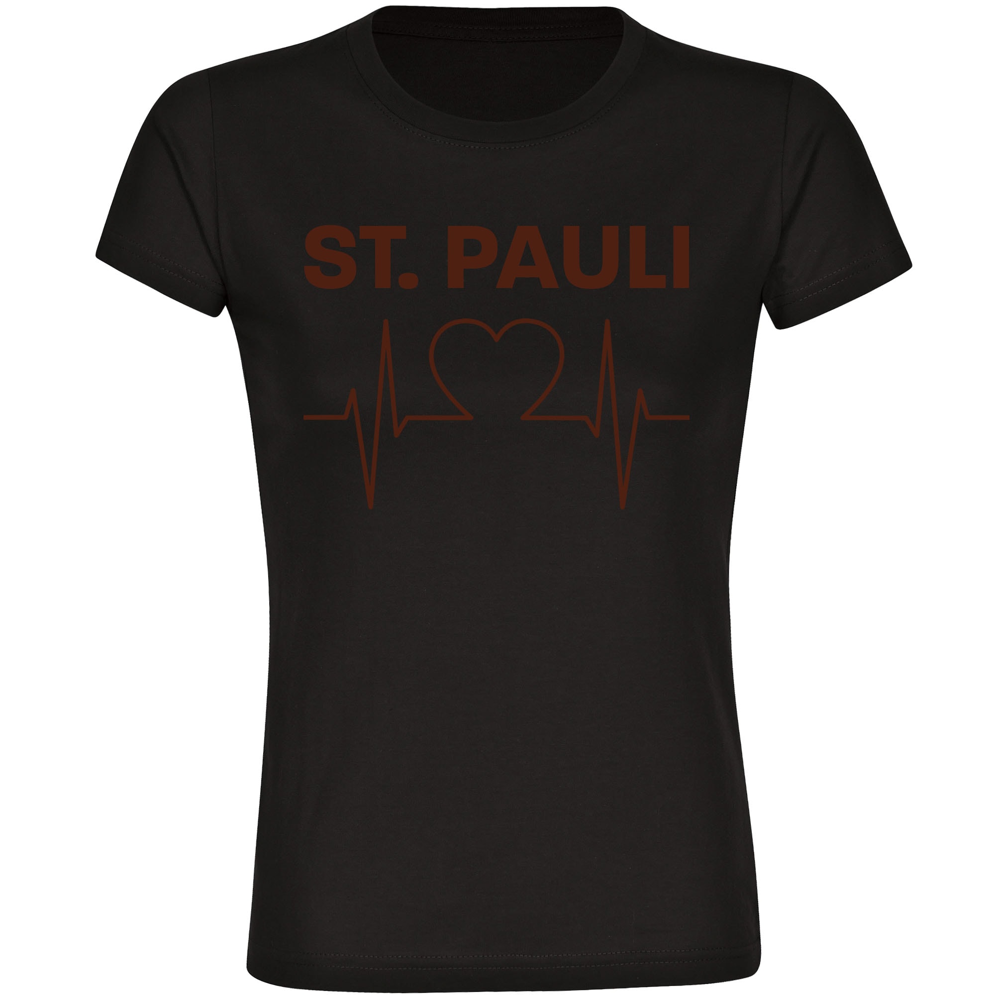 multifanshop Damen T-Shirt - St. Pauli - Herzschlag - Druck braun - Frauen - Bild 1
