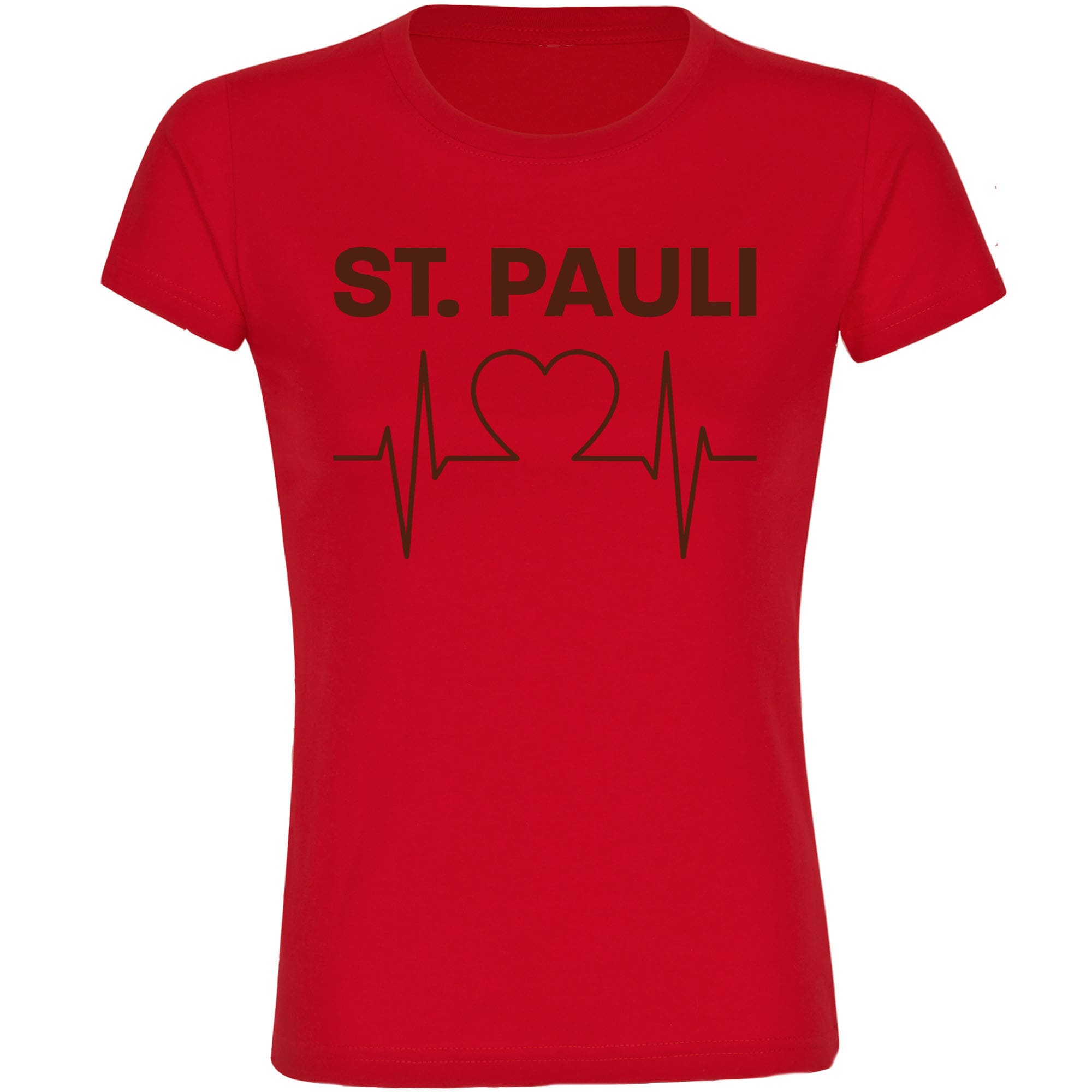 multifanshop Damen T-Shirt - St. Pauli - Herzschlag - Druck braun - Frauen - Bild 1