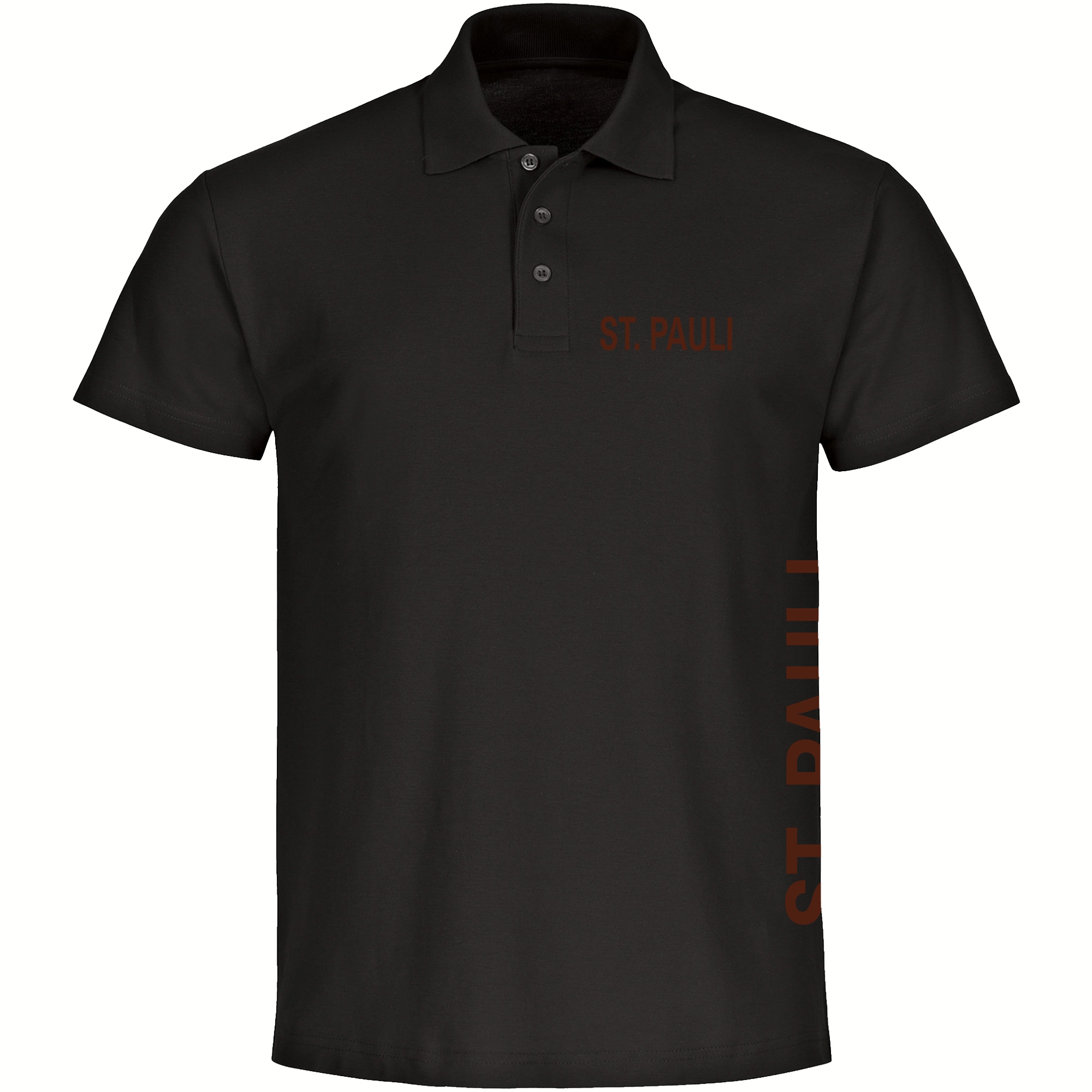 multifanshop Poloshirt - St. Pauli - Brust & Seite - Druck braun - Polo - Bild 1