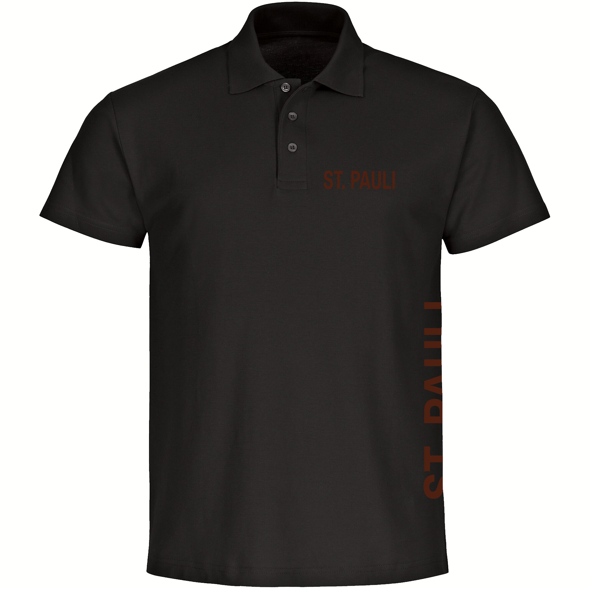 multifanshop Poloshirt - St. Pauli - Brust & Seite - Druck braun - Polo - Bild 1