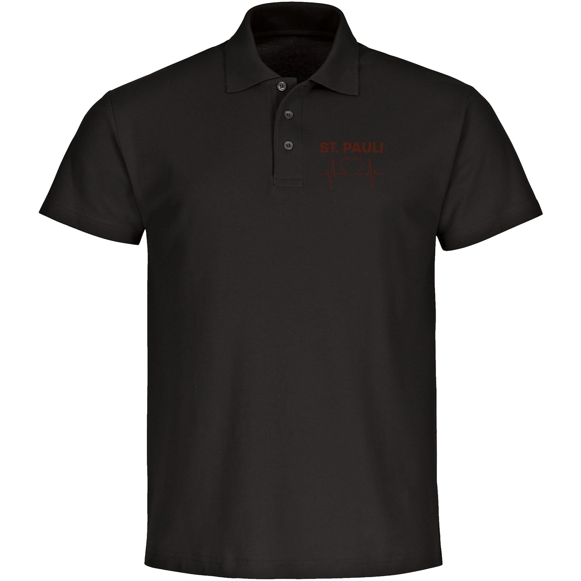 multifanshop Poloshirt - St. Pauli - Herzschlag - Druck braun - Polo - Bild 1