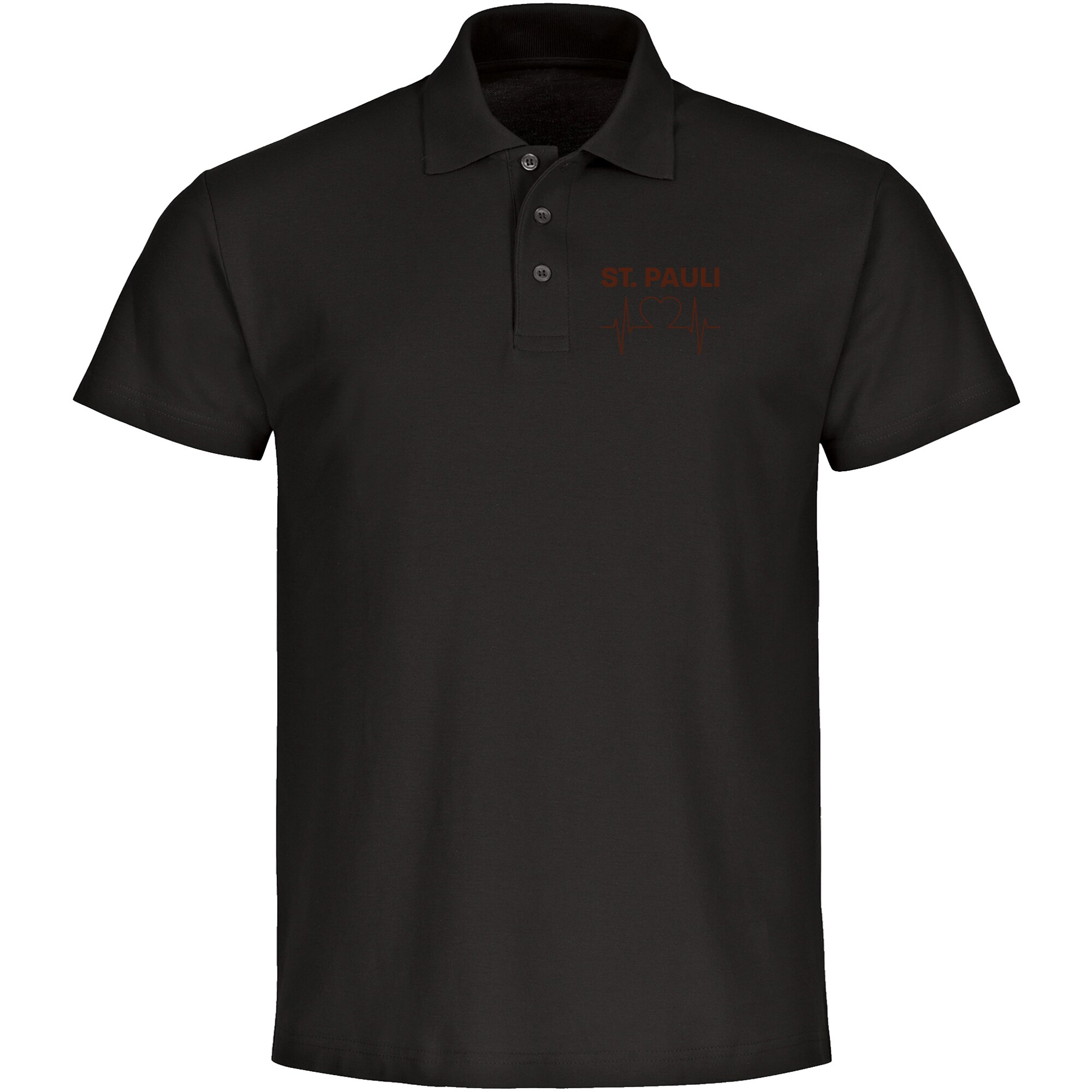 multifanshop Poloshirt - St. Pauli - Herzschlag - Druck braun - Polo - Bild 1