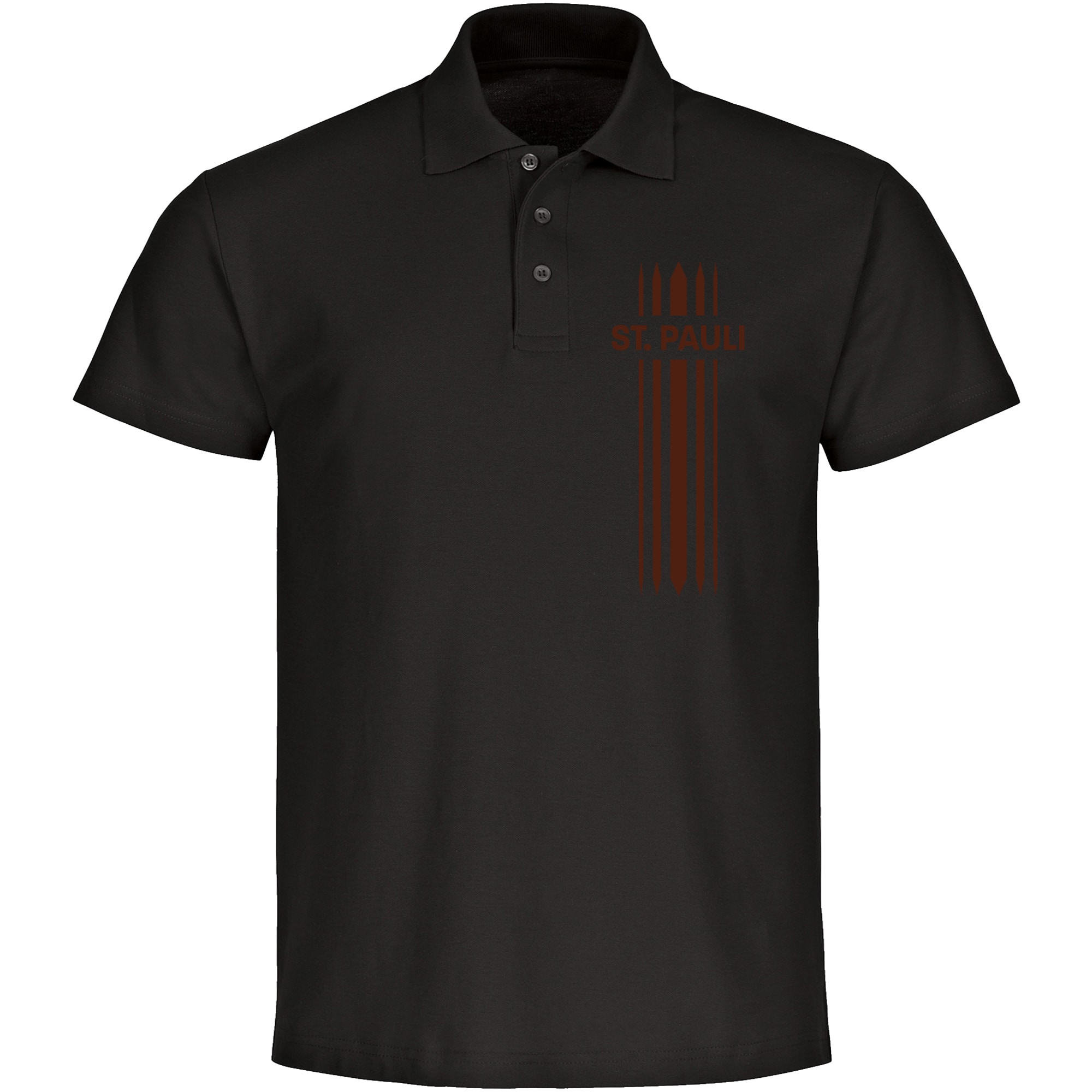 multifanshop Poloshirt - St. Pauli - Streifen - Druck braun - Polo - Bild 1