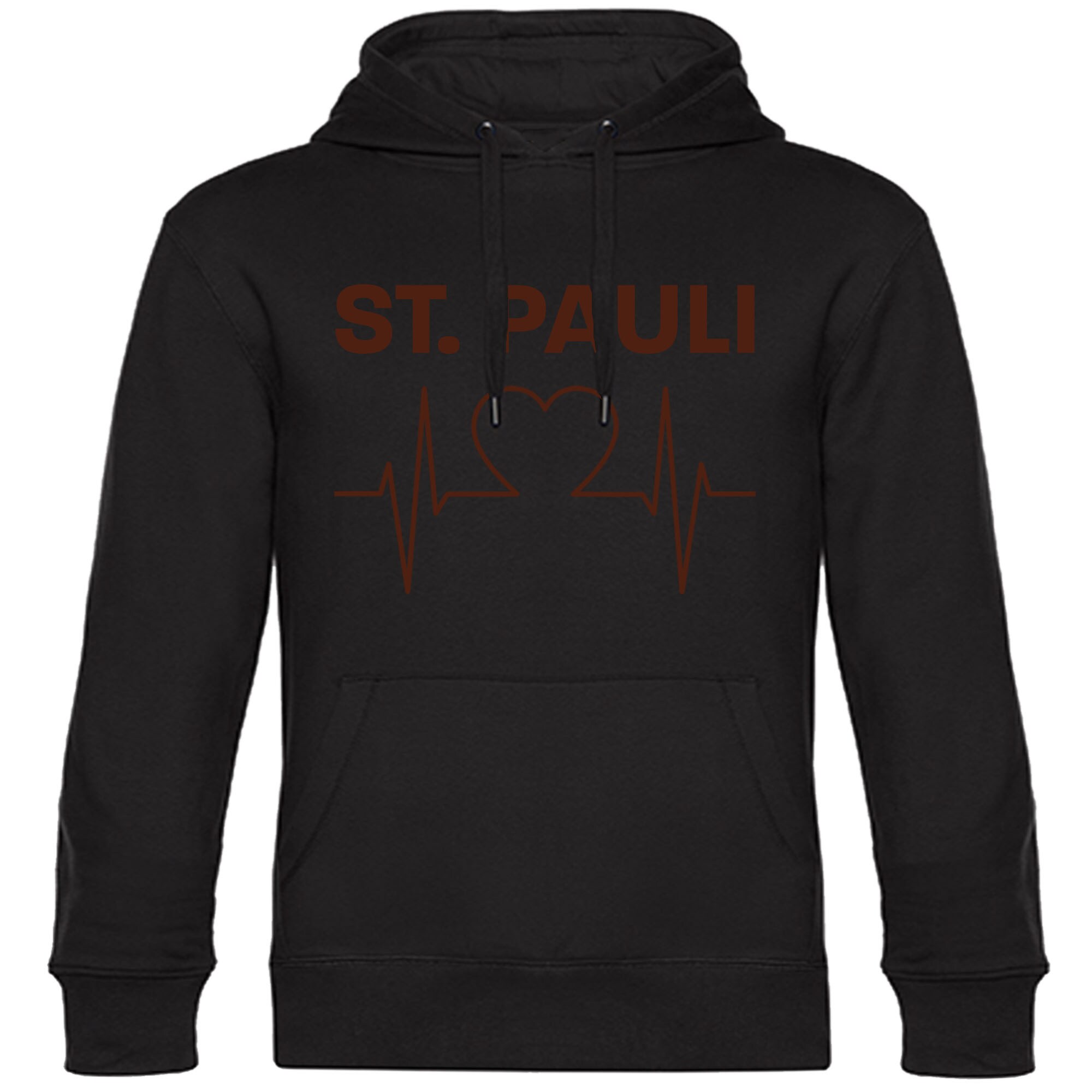 multifanshop Kapuzen Sweatshirt - St. Pauli - Herzschlag - Druck braun - Hoodie - Bild 1