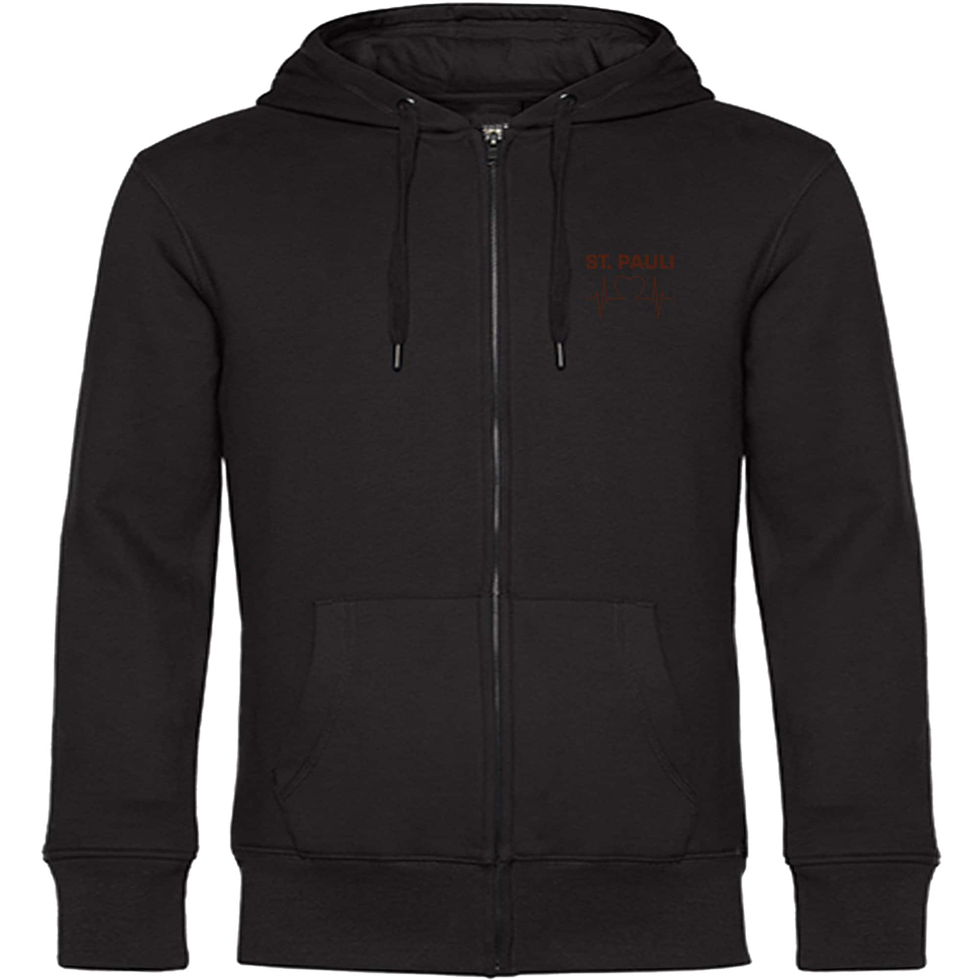 multifanshop Kapuzen Sweatshirt Jacke - St. Pauli - Herzschlag - Druck braun - Jacke - Bild 1