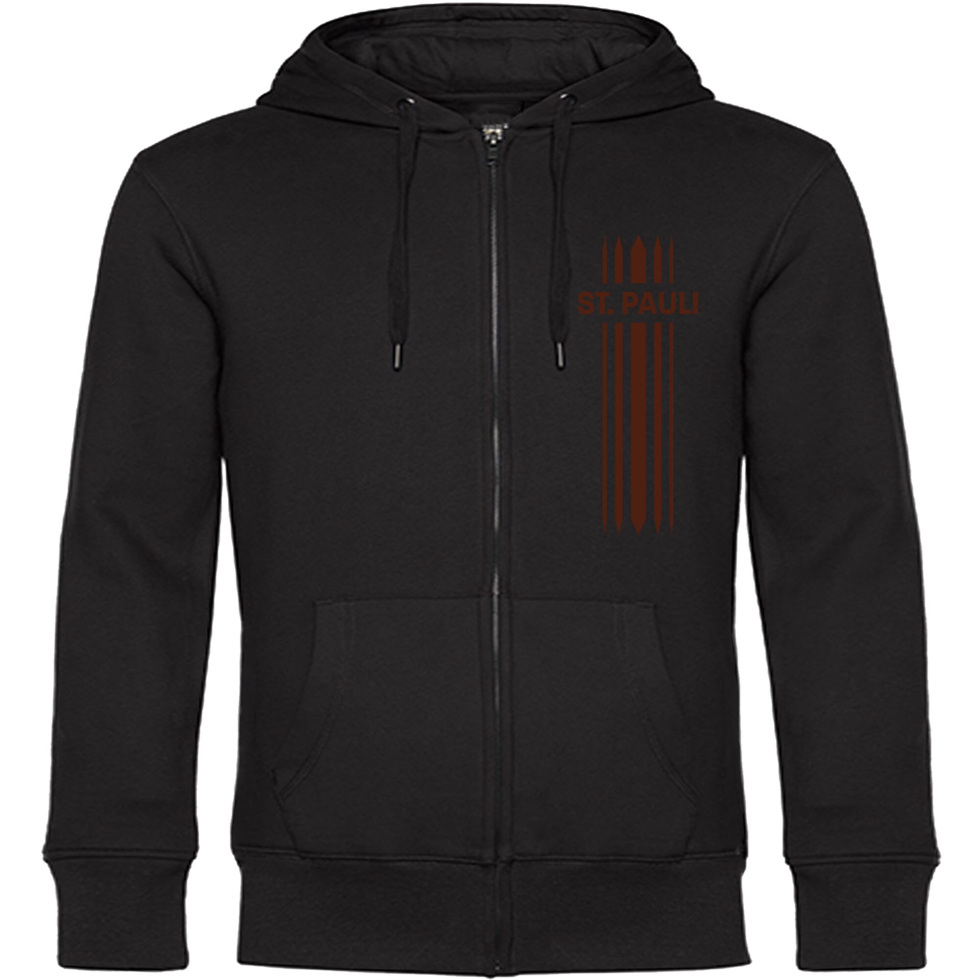 multifanshop Kapuzen Sweatshirt Jacke - St. Pauli - Streifen - Druck braun - Sweat - Bild 1