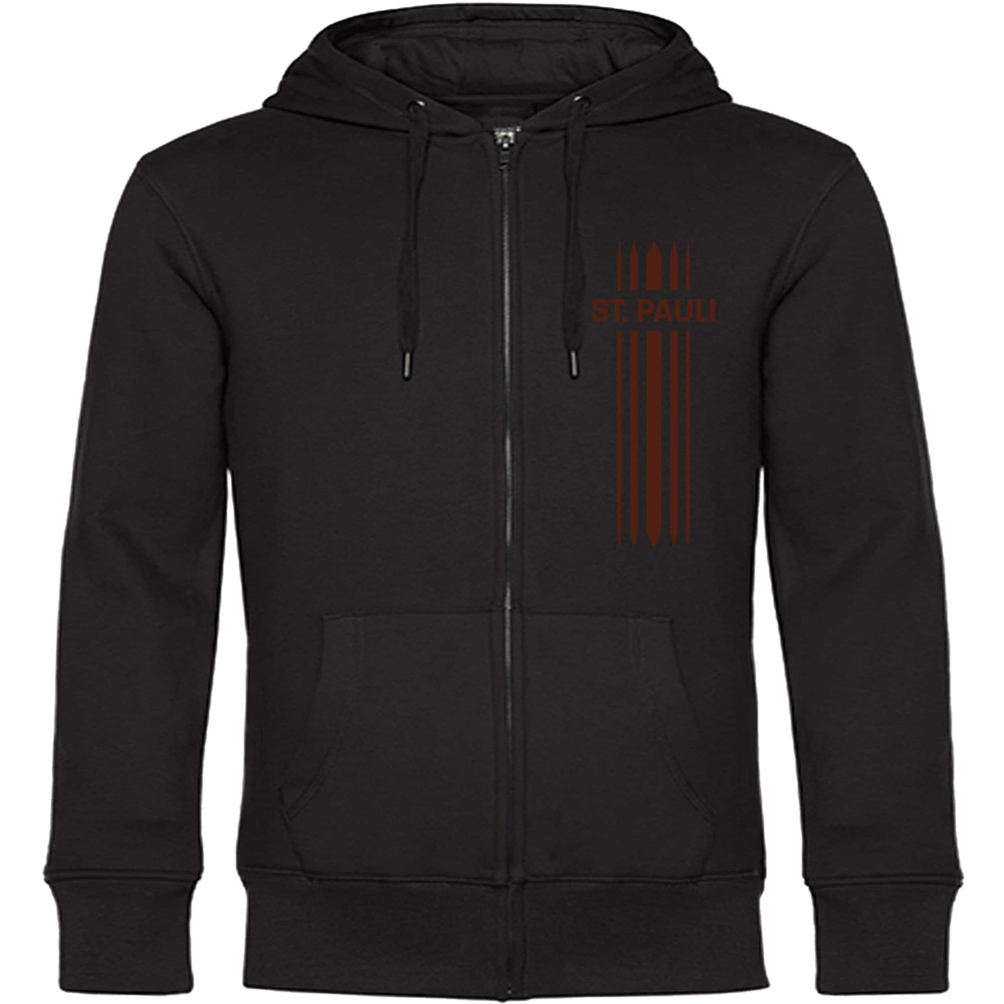 multifanshop Kapuzen Sweatshirt Jacke - St. Pauli - Streifen - Druck braun - Jacke - Bild 1