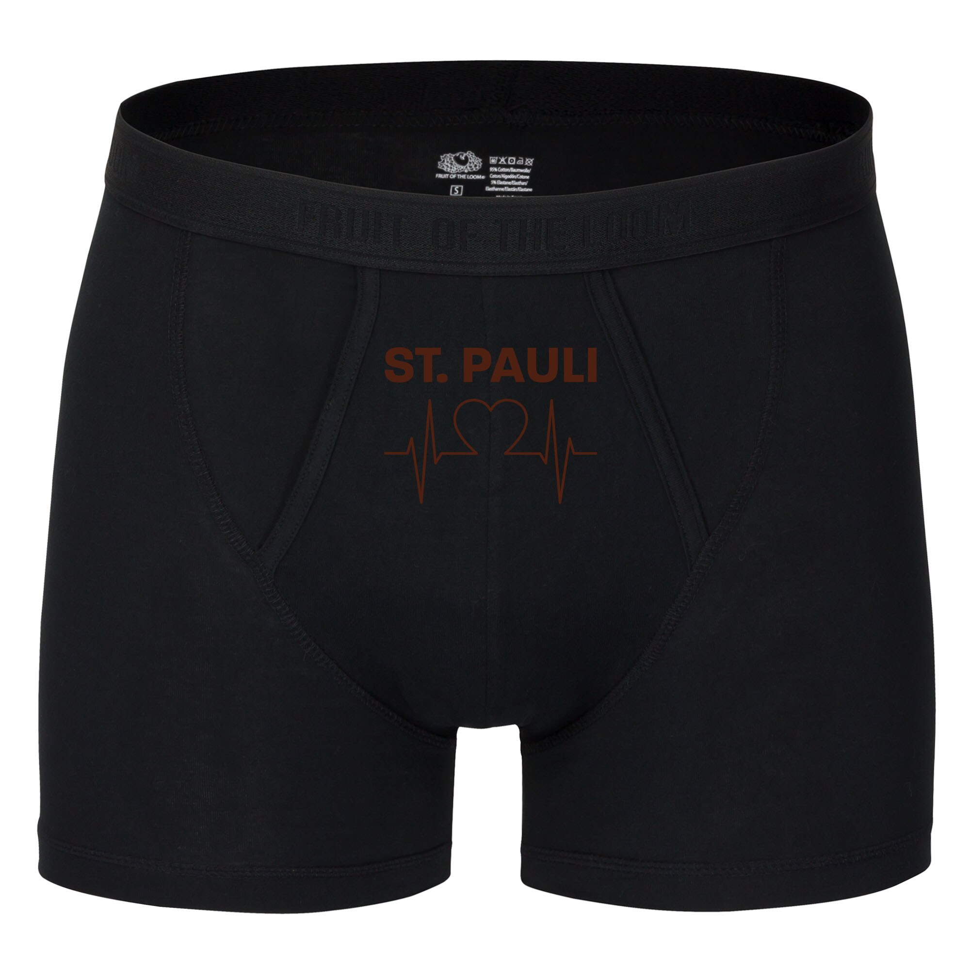 multifanshop Herren Boxer Short - St. Pauli - Herzschlag - Druck braun - Unterw&auml;sche - Bild 1