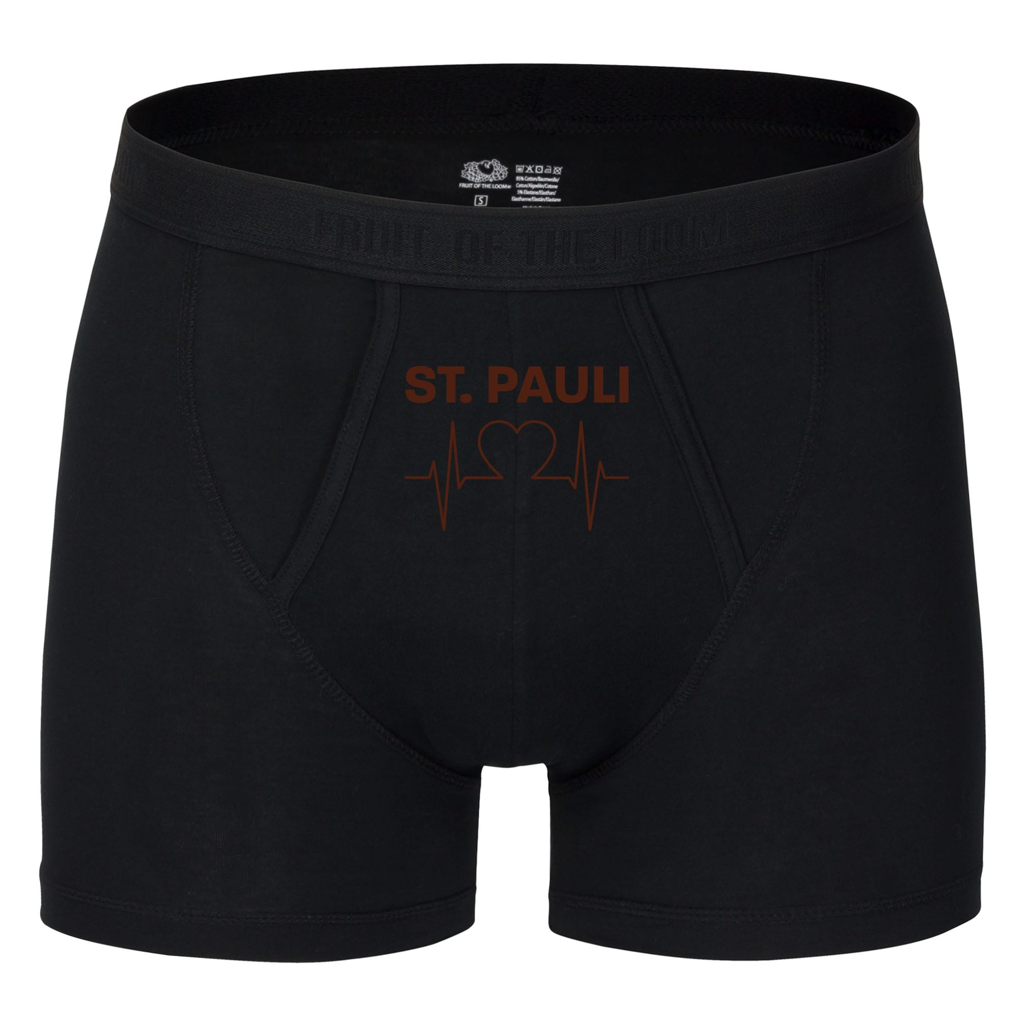 multifanshop Herren Boxer Short - St. Pauli - Herzschlag - Druck braun - Unterw&auml;sche - Bild 1