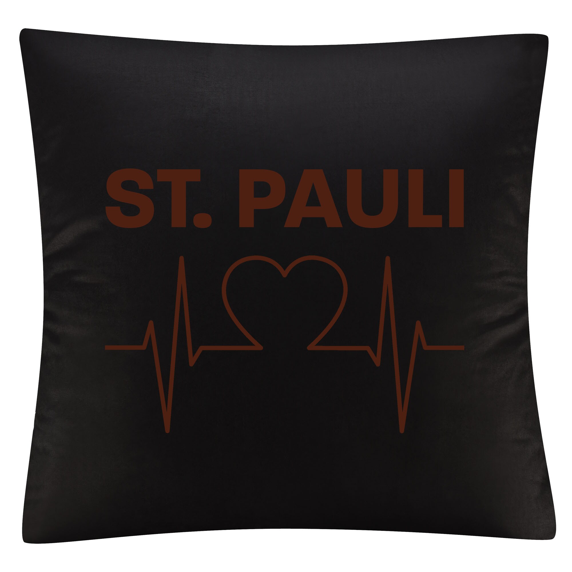 multifanshop Kissenbezug - St. Pauli - Herzschlag - Druck braun - Kissen - Bild 1