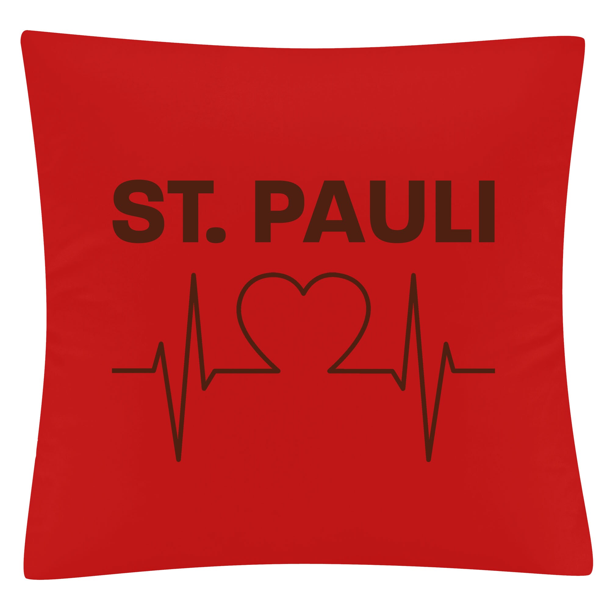 multifanshop Kissenbezug - St. Pauli - Herzschlag - Druck braun - Kissen - Bild 1
