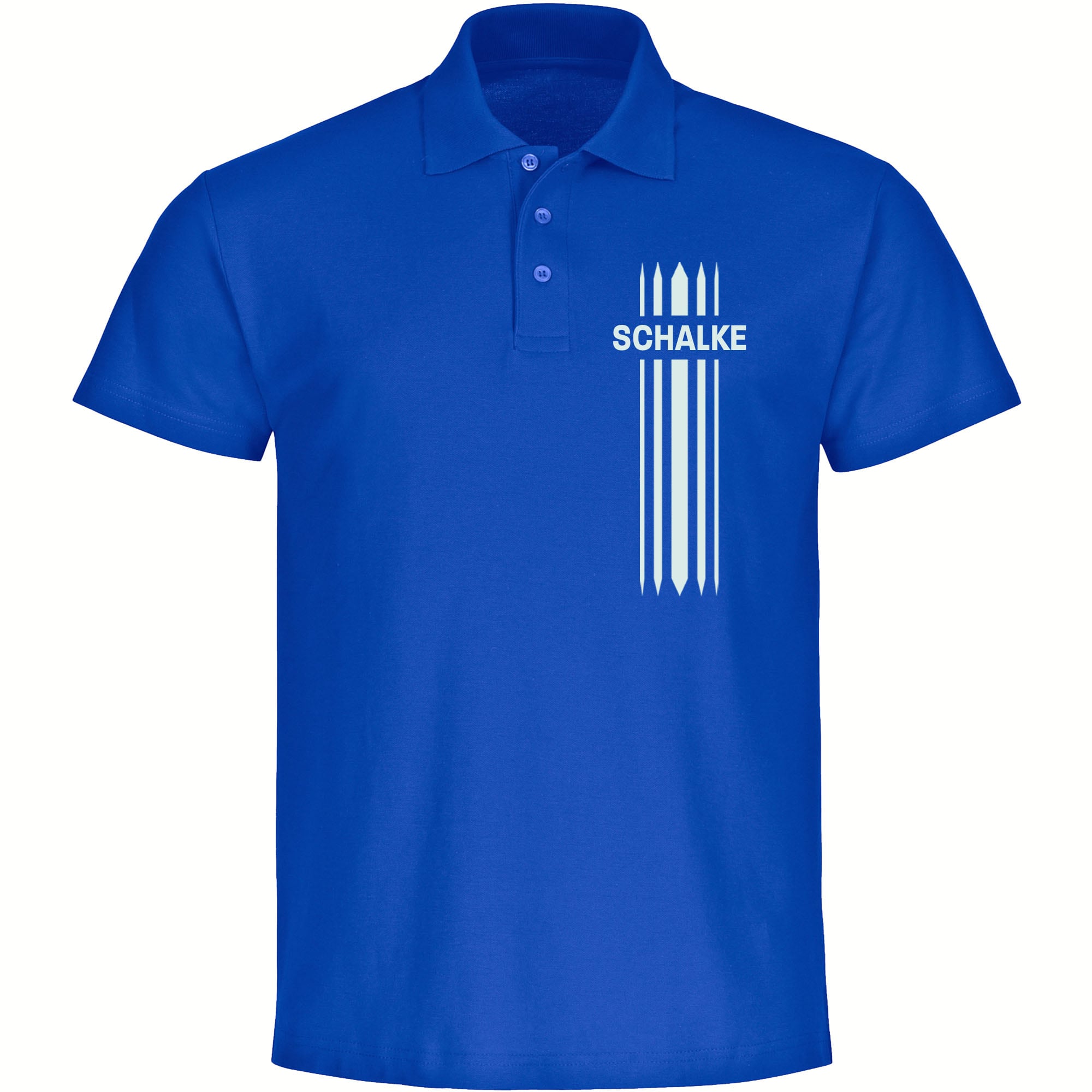 multifanshop Poloshirt - Schalke - Streifen - Druck wei&szlig; - Polo - Bild 1