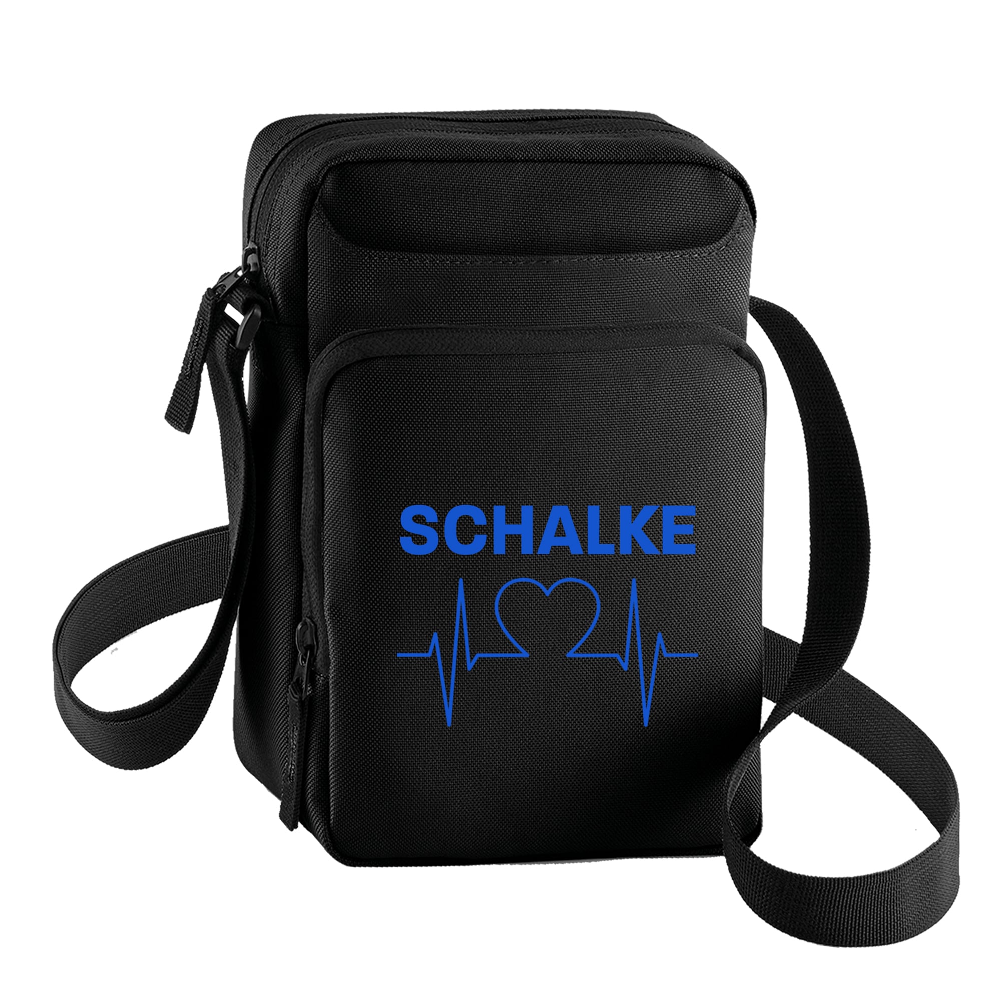 multifanshop Umh&auml;ngetasche - Schalke - Herzschlag - Druck blau - Tasche - Bild 1