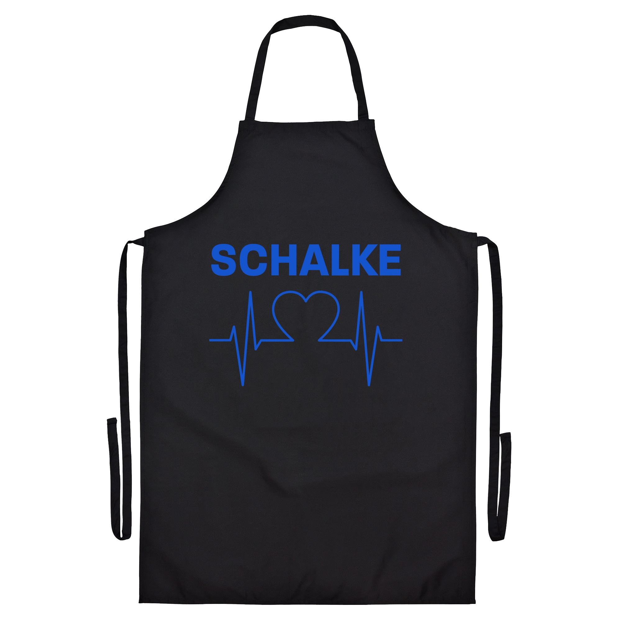 multifanshop Grillsch&uuml;rze - Schalke - Herzschlag - Druck blau - Sch&uuml;rze - Bild 1