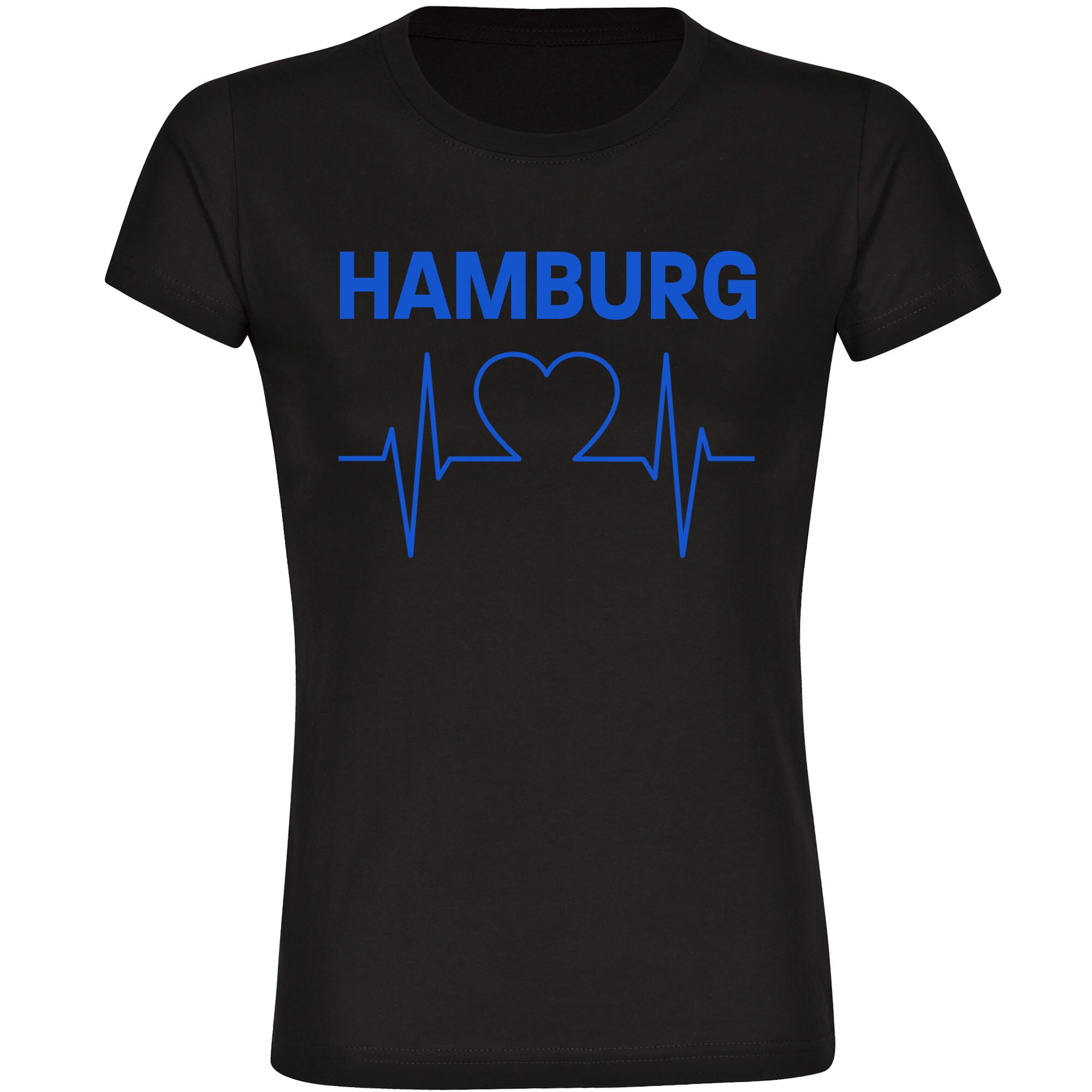 multifanshop Damen T-Shirt - Hamburg - Herzschlag - Druck blau - Frauen - Bild 1