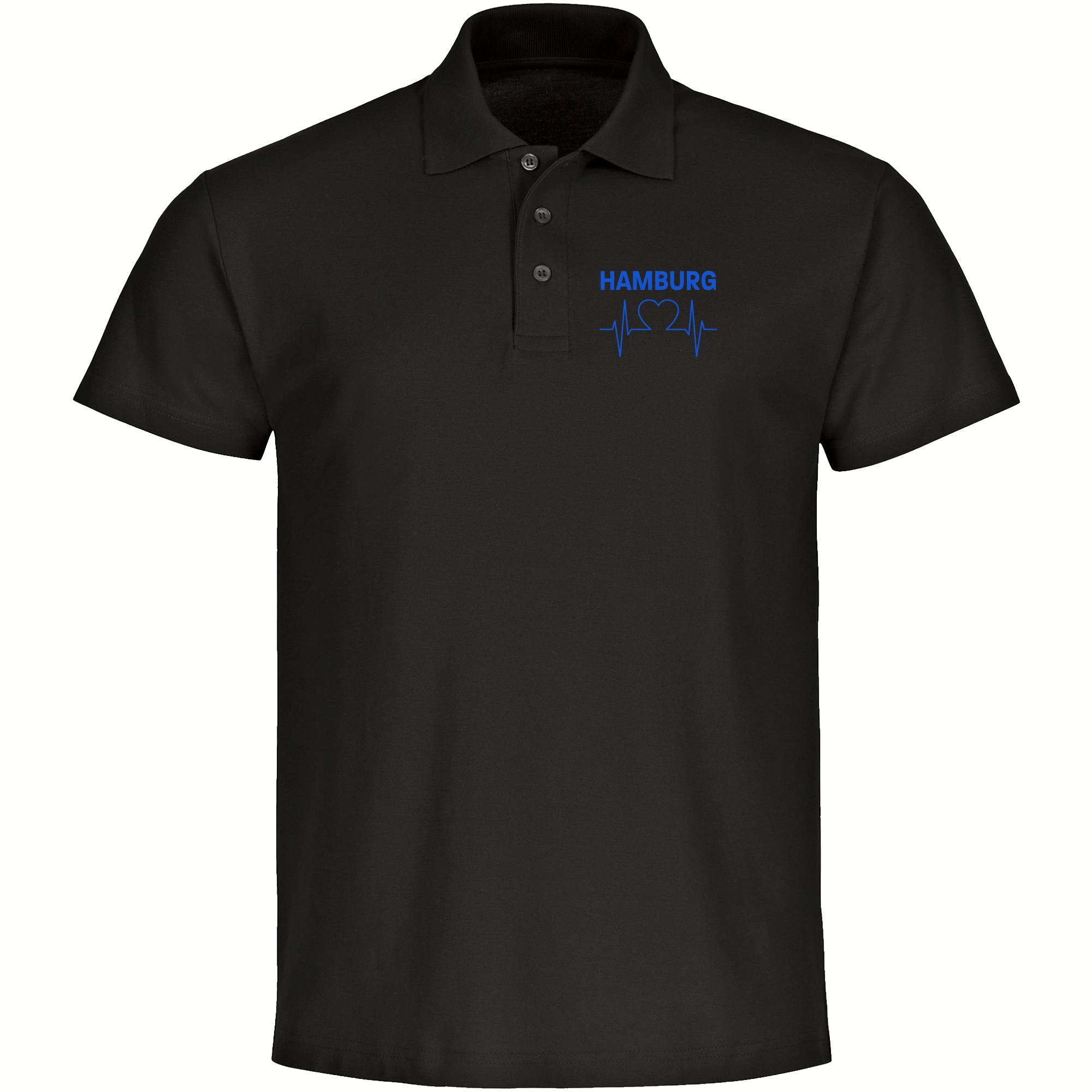 multifanshop Poloshirt - Hamburg - Herzschlag - Druck blau - Polo - Bild 1