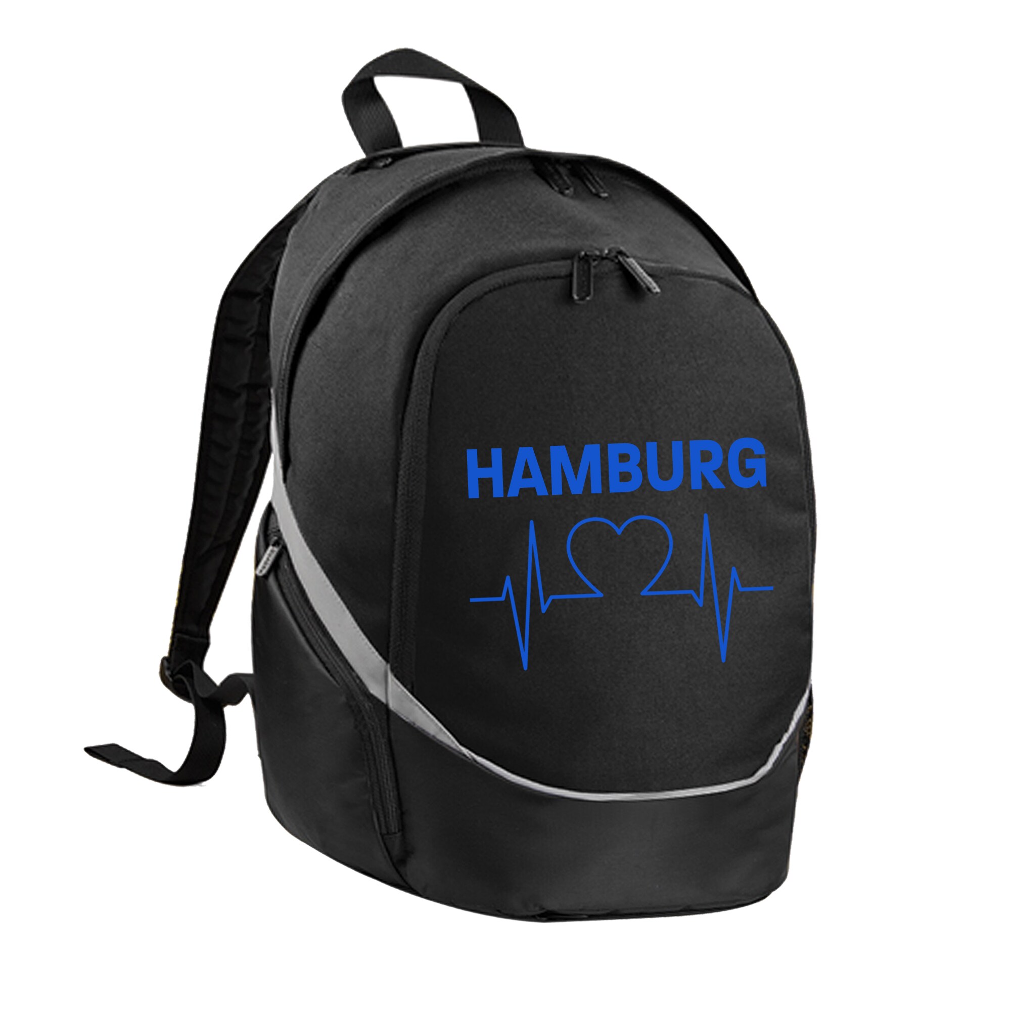 multifanshop Rucksack - Hamburg - Herzschlag - Druck blau - Tasche - Bild 1
