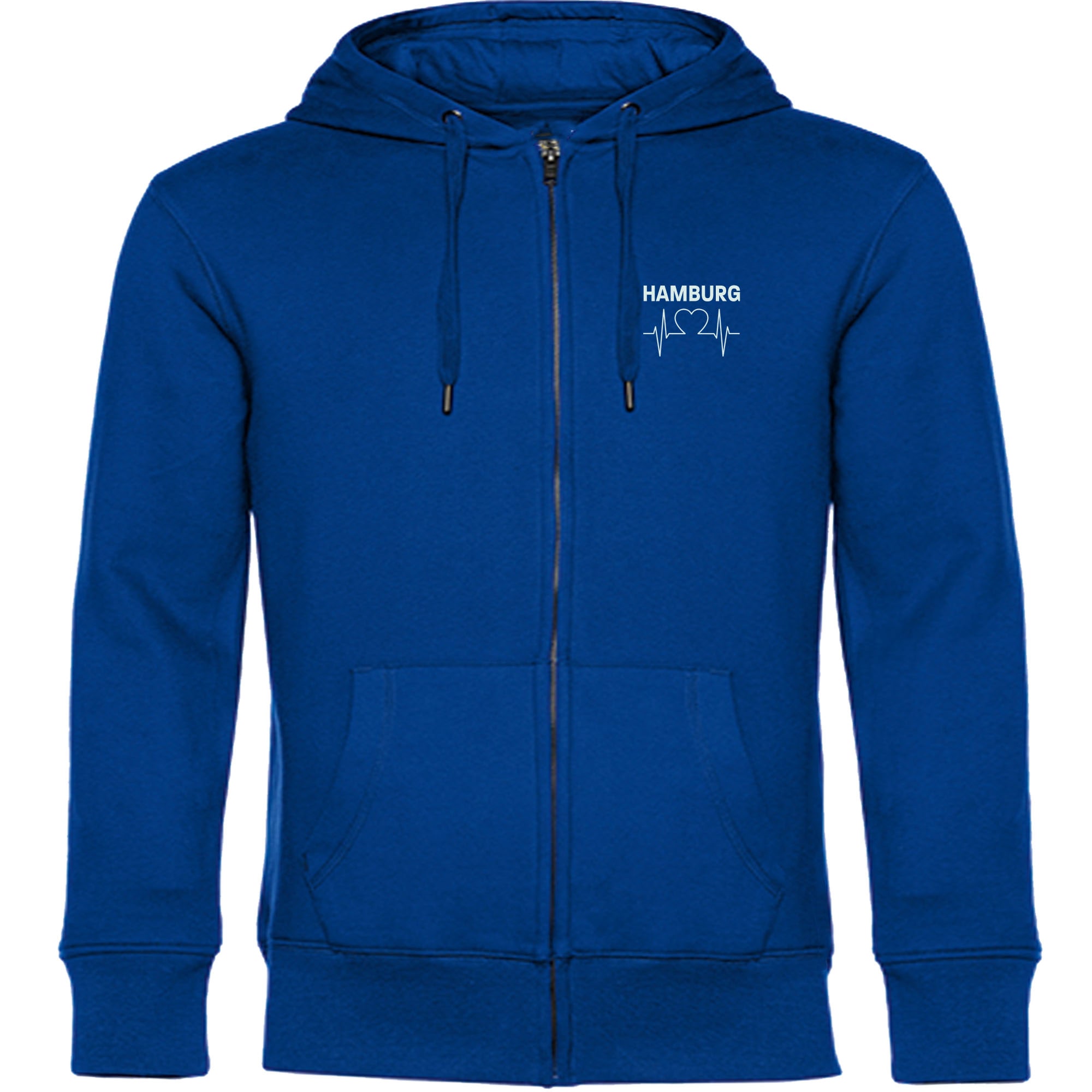 multifanshop Kapuzen Sweatshirt Jacke - Hamburg - Herzschlag - Druck wei&szlig; - Sweat 
