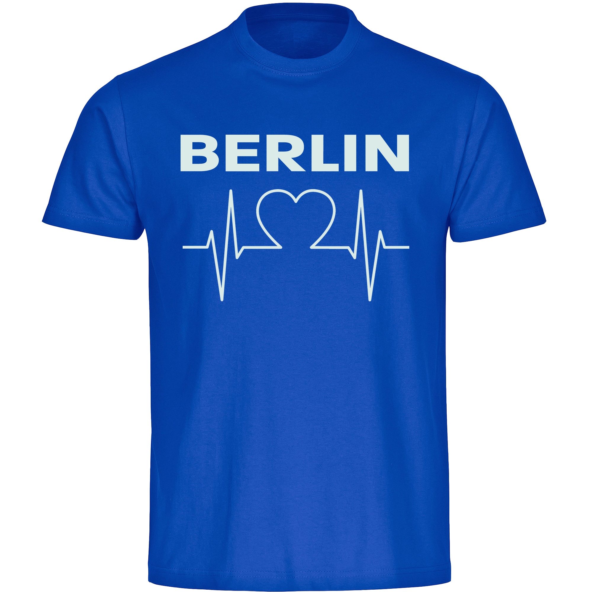 multifanshop Herren T-Shirt - Berlin blau - Herzschlag - Druck wei&szlig; - M&auml;nner - Bild 1