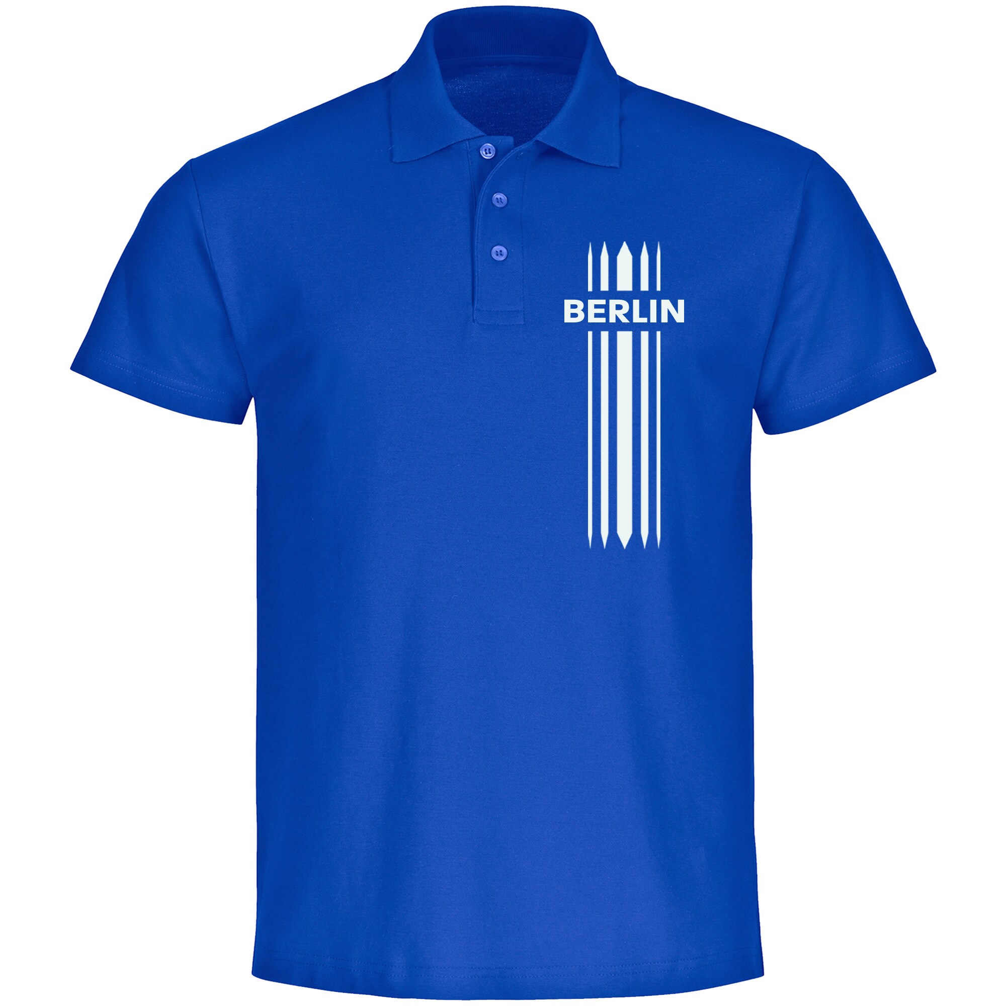 multifanshop Poloshirt - Berlin blau - Streifen - Druck wei&szlig; - Polo - Bild 1