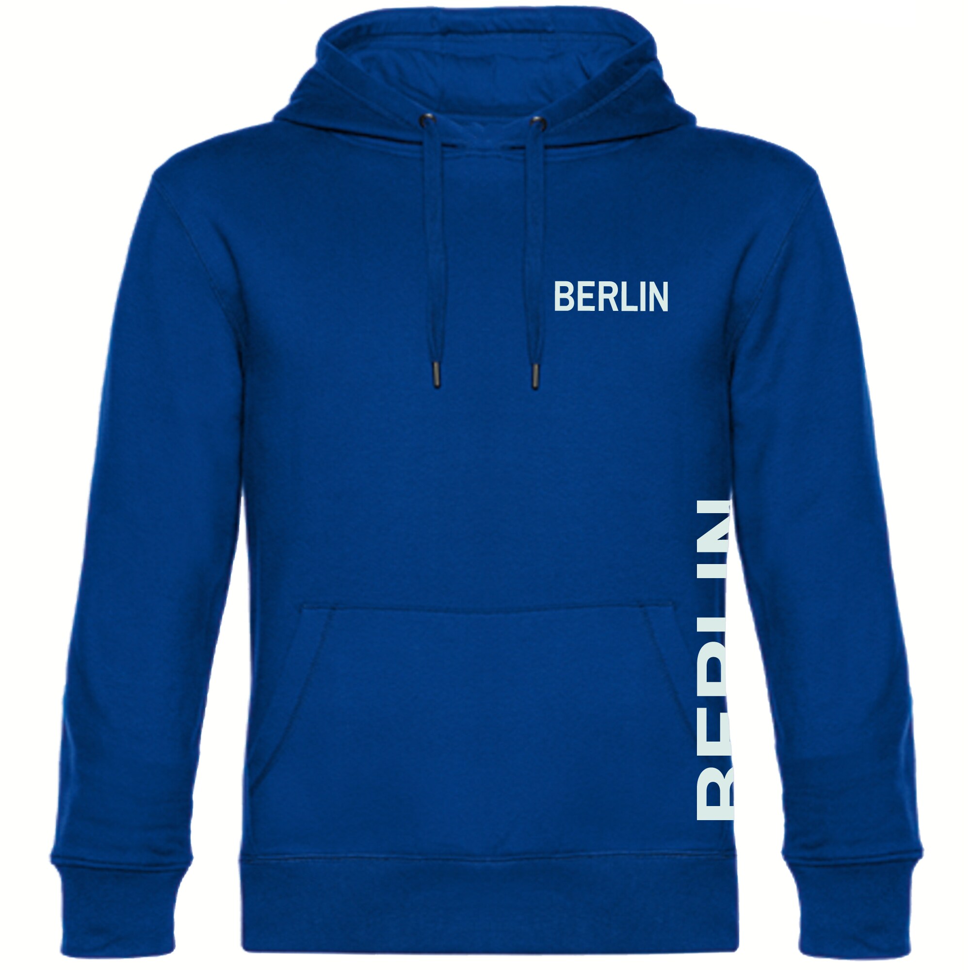 multifanshop Kapuzen Sweatshirt - Berlin blau - Brust & Seite - Druck wei&szlig; - Hoodie - Bild 1