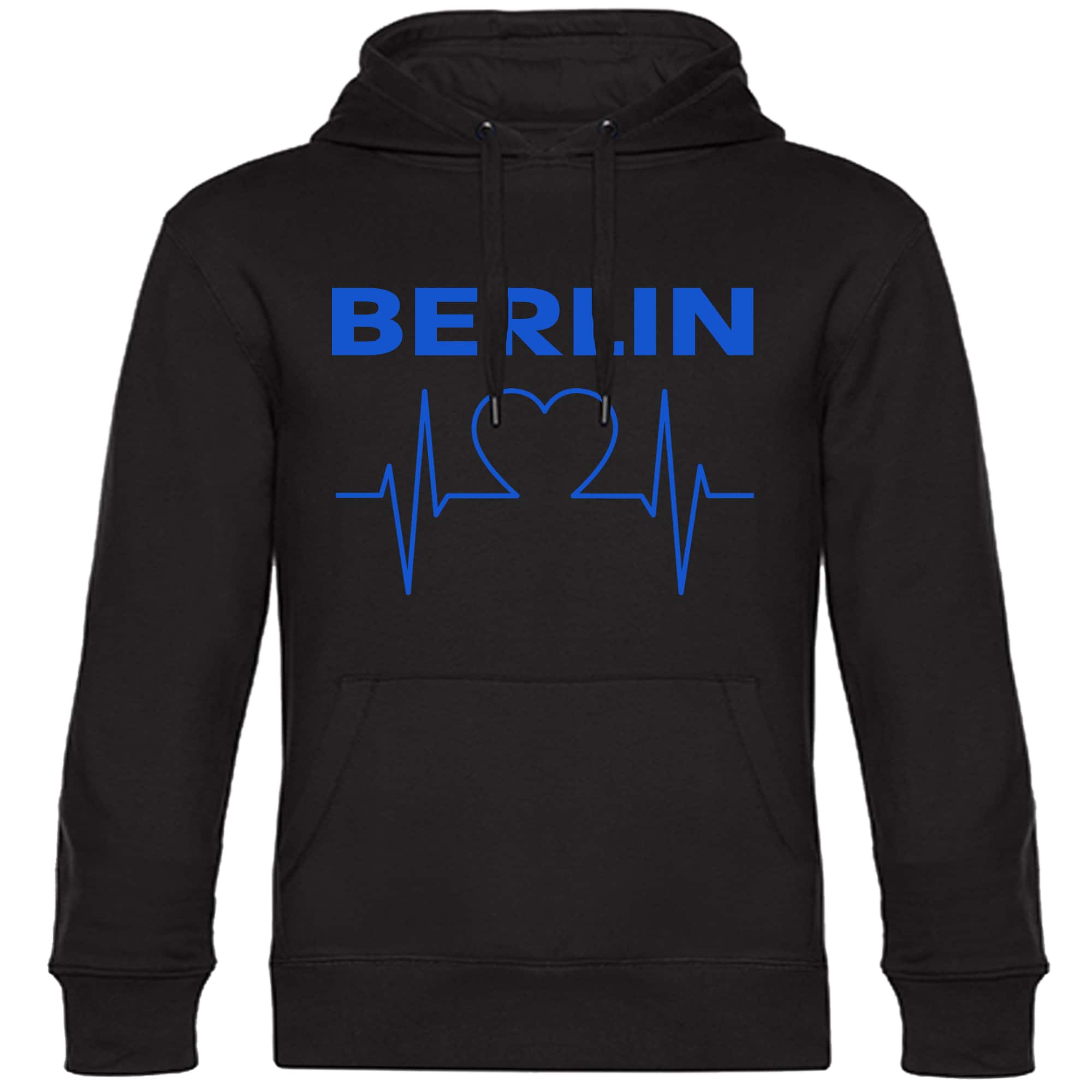 multifanshop Kapuzen Sweatshirt - Berlin blau - Herzschlag - Druck blau - Hoodie - Bild 1