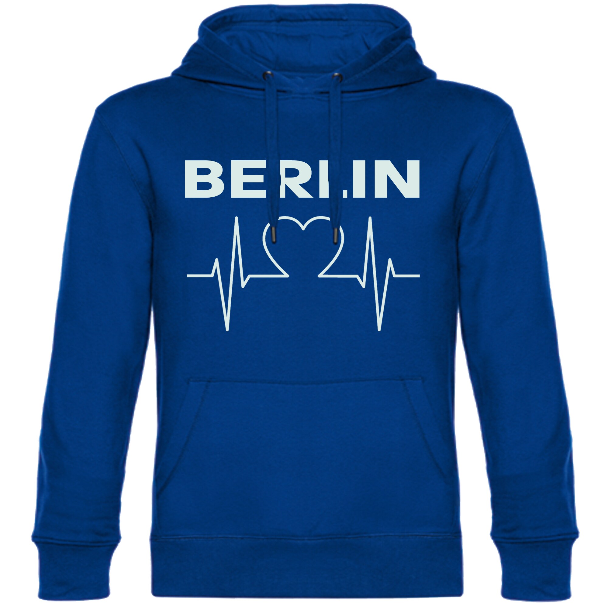 multifanshop Kapuzen Sweatshirt - Berlin blau - Herzschlag - Druck wei&szlig; - Hoodie - Bild 1