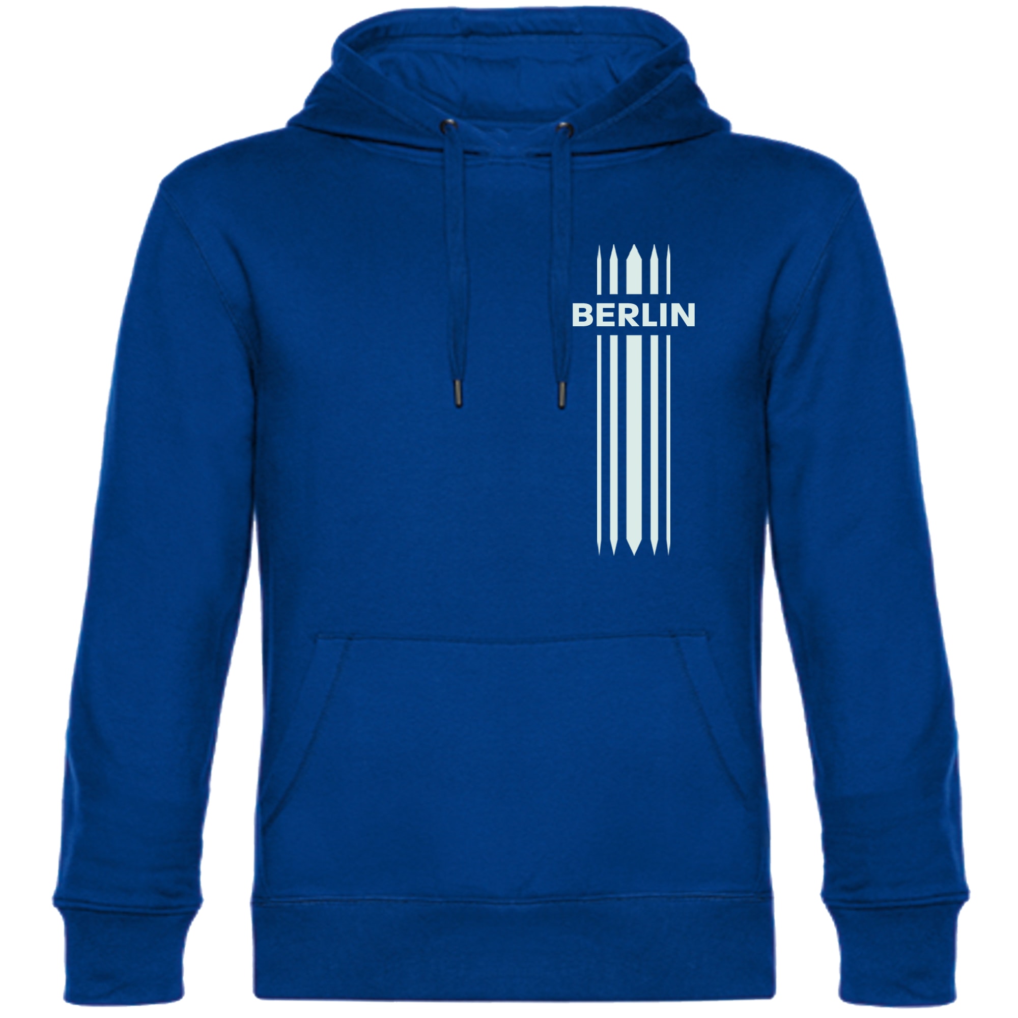 multifanshop Kapuzen Sweatshirt - Berlin blau - Streifen - Druck wei&szlig; - Hoodie - Bild 1