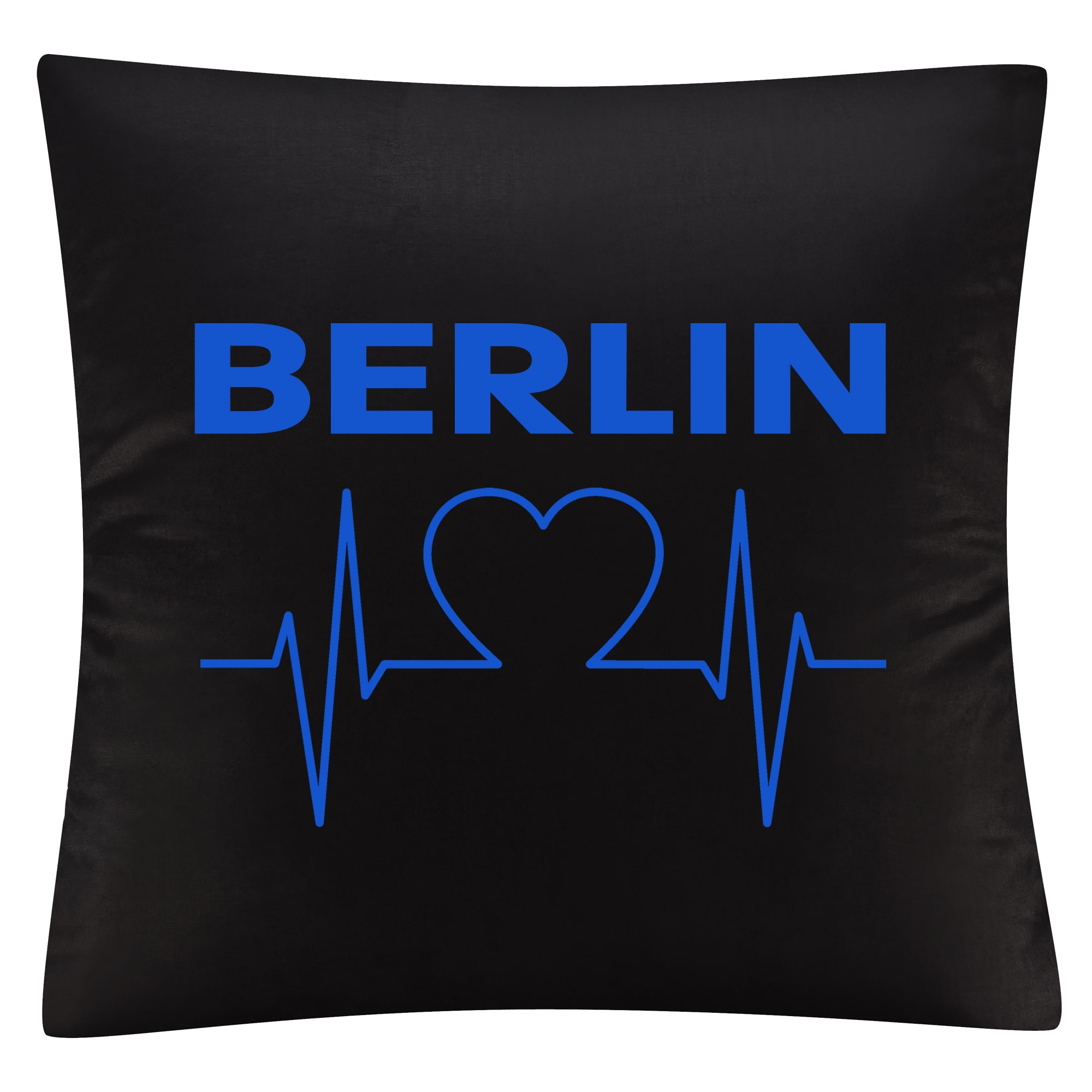 multifanshop Kissenbezug - Berlin blau - Herzschlag - Druck blau - Kissen - Bild 1