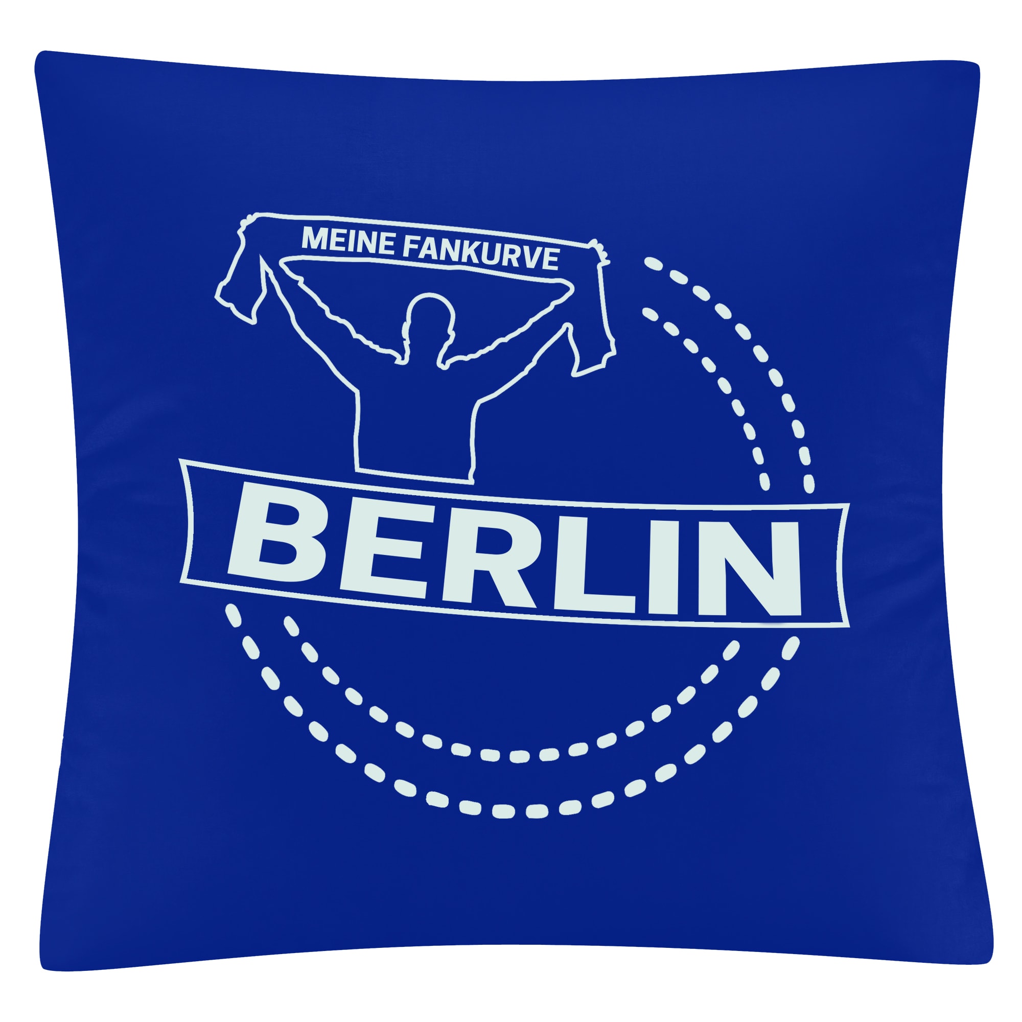 multifanshop Kissenbezug - Berlin blau - Meine Fankurve - Druck wei&szlig; - Kissen - Bild 1