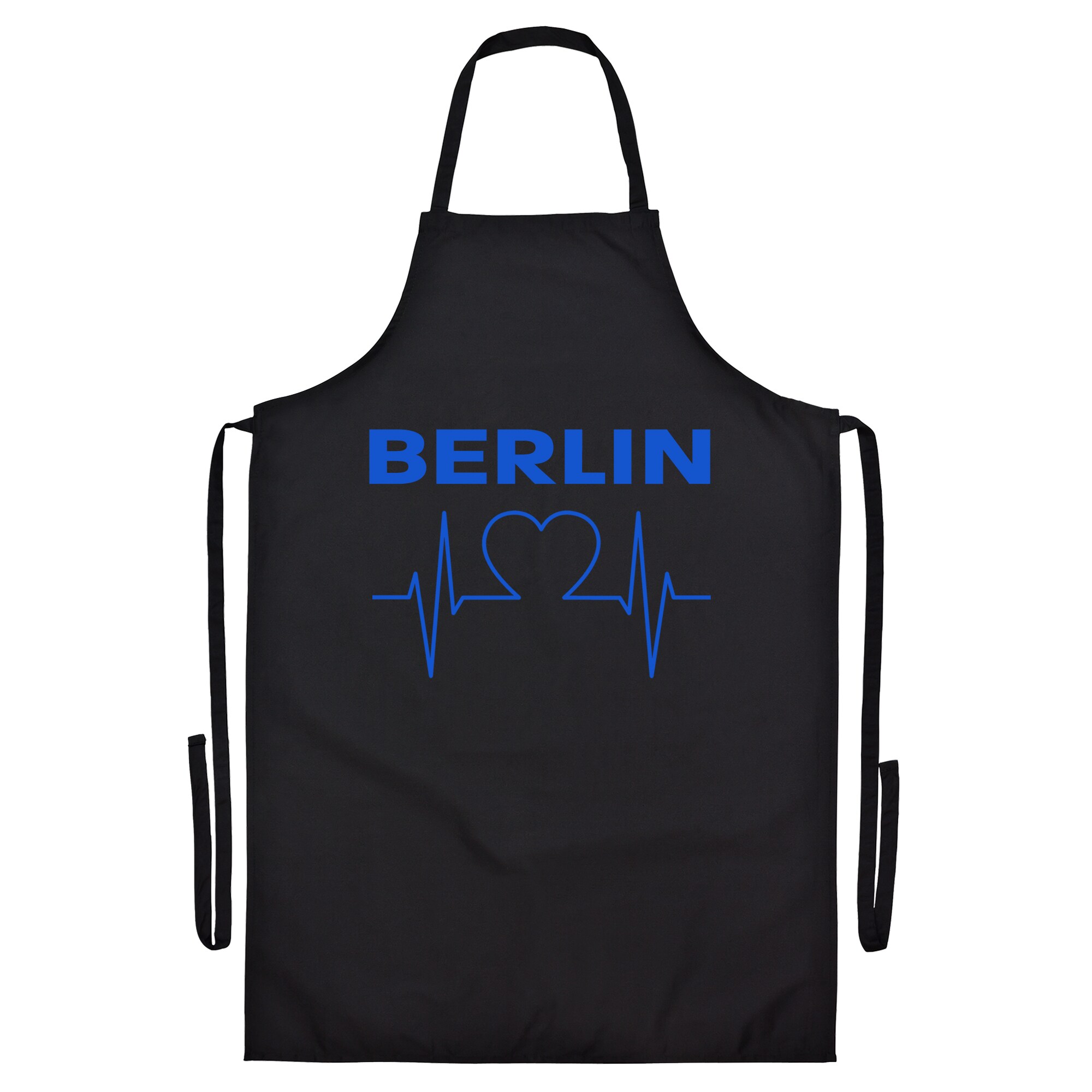 multifanshop Grillsch&uuml;rze - Berlin blau - Herzschlag - Druck blau - Sch&uuml;rze - Bild 1