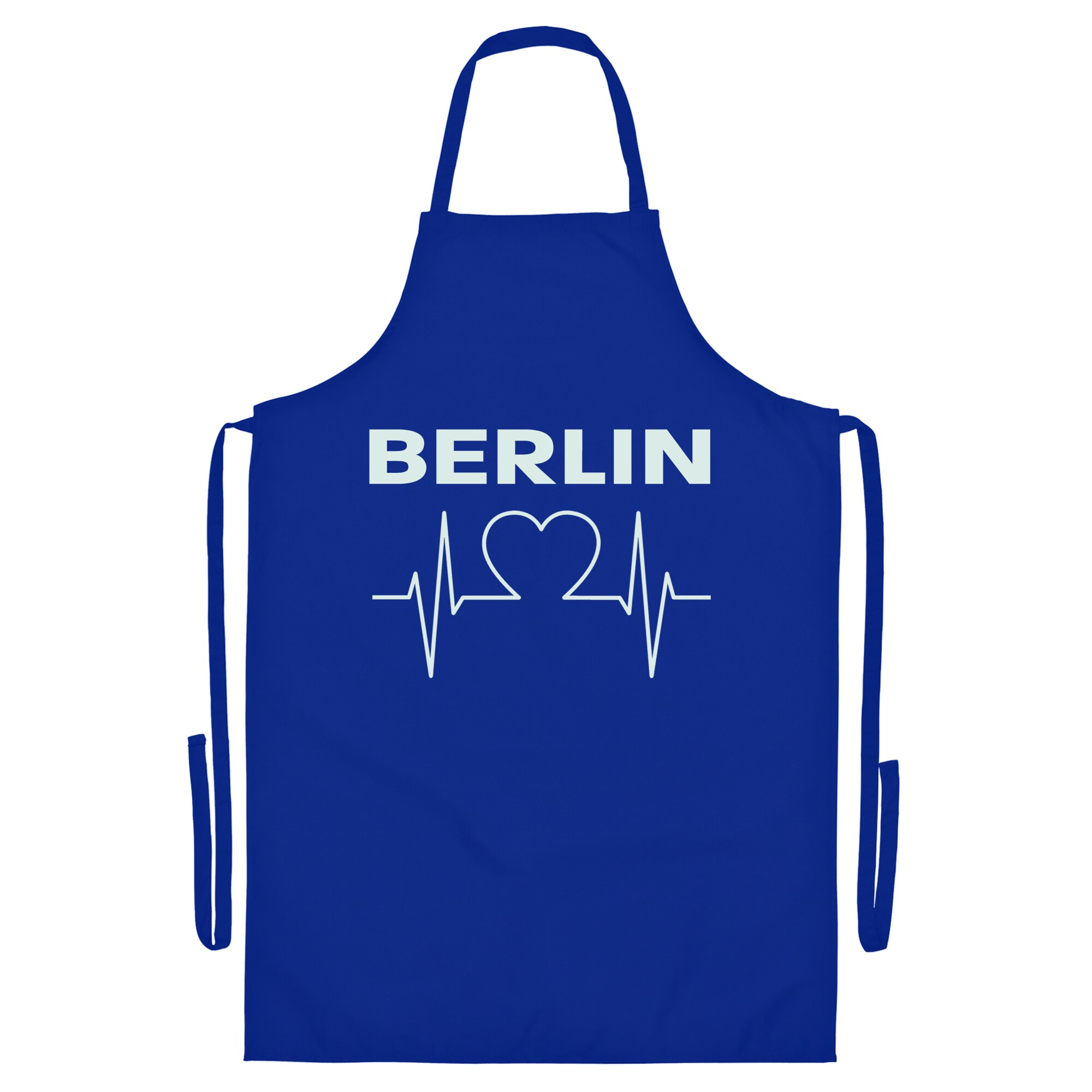 multifanshop Grillsch&uuml;rze - Berlin blau - Herzschlag - Druck wei&szlig; - Sch&uuml;rze - Bild 1