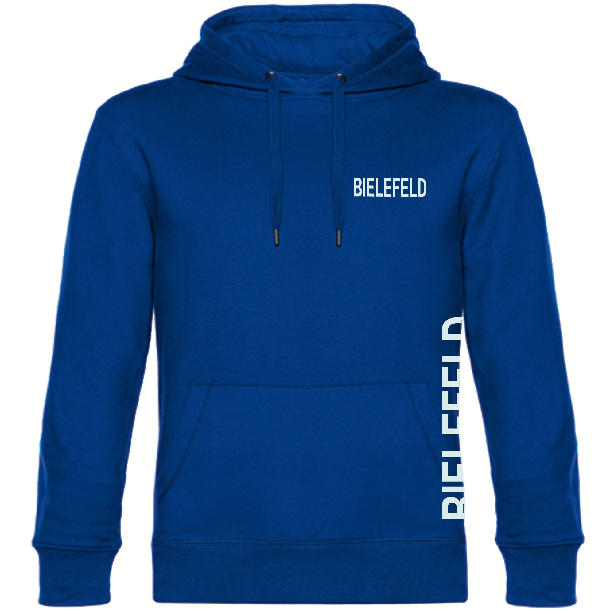 multifanshop Kapuzen Sweatshirt - Bielefeld - Brust & Seite - Druck wei&szlig; - Hoodie - Bild 1