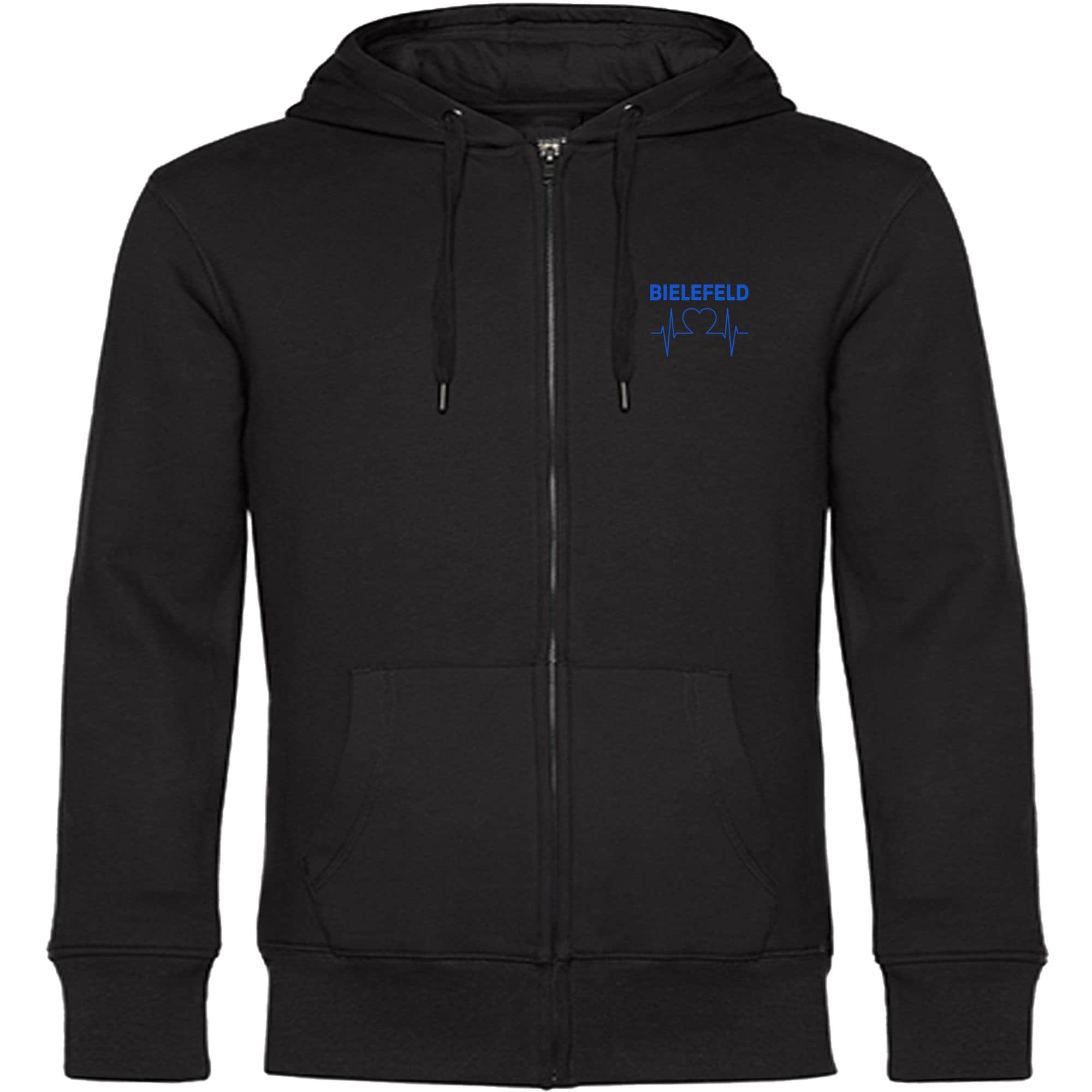 multifanshop Kapuzen Sweatshirt Jacke - Bielefeld - Herzschlag - Druck blau - Jacke - Bild 1