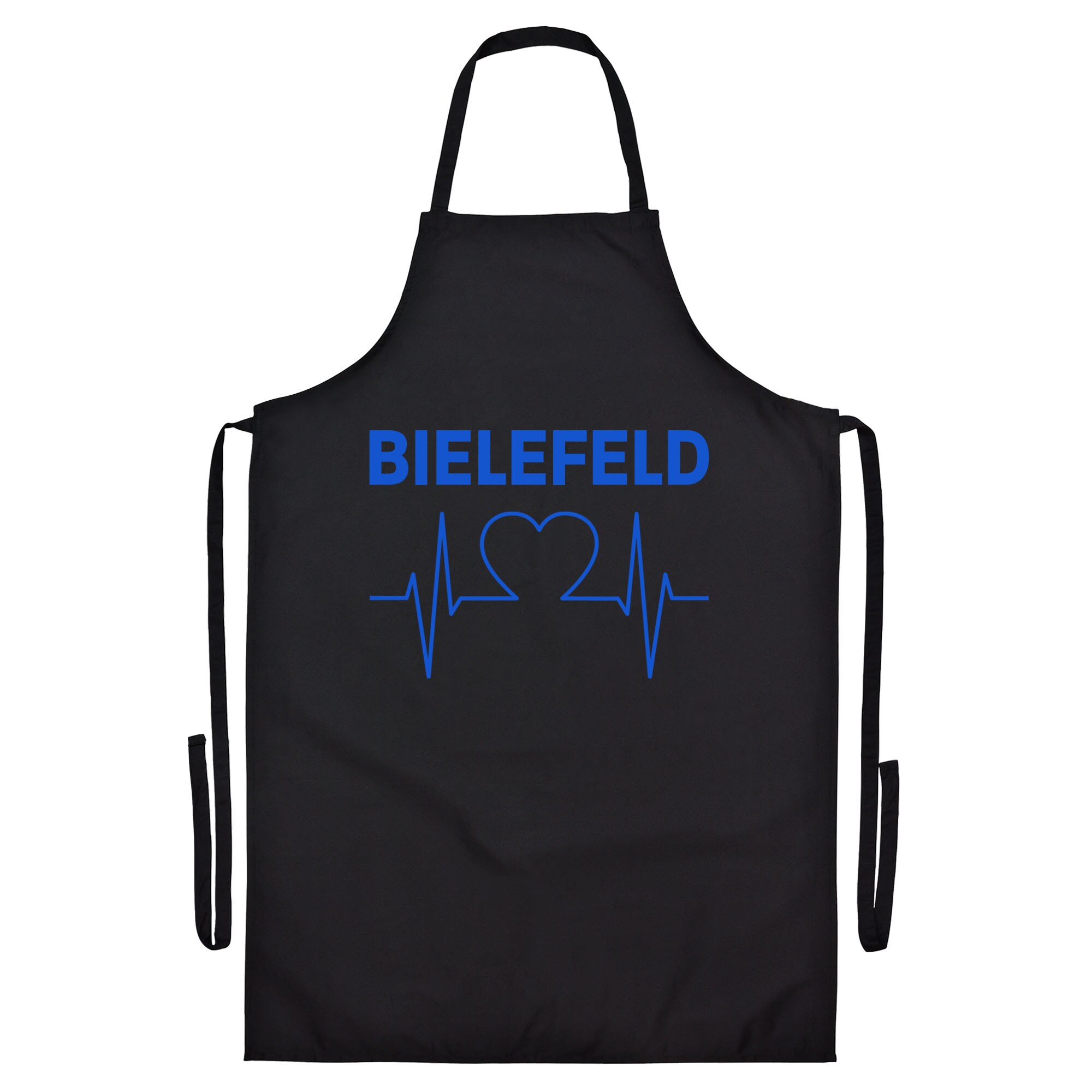 multifanshop Grillsch&uuml;rze - Bielefeld - Herzschlag - Druck blau - Sch&uuml;rze - Bild 1