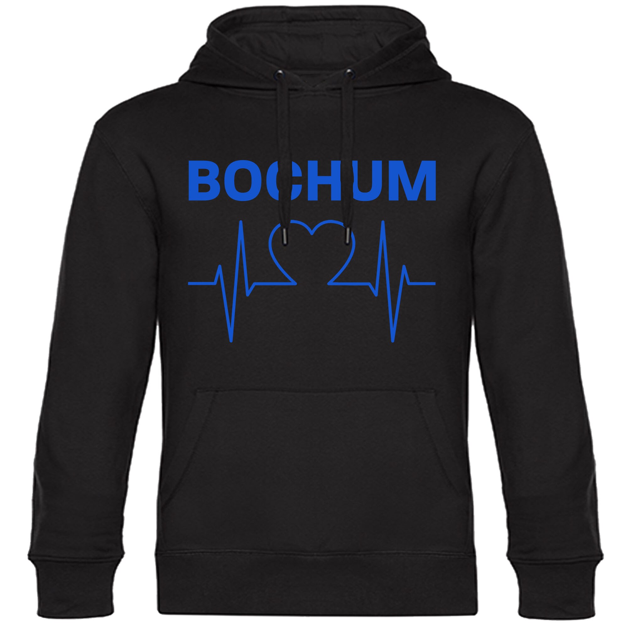 multifanshop Kapuzen Sweatshirt - Bochum - Herzschlag - Druck blau - Hoodie - Bild 1