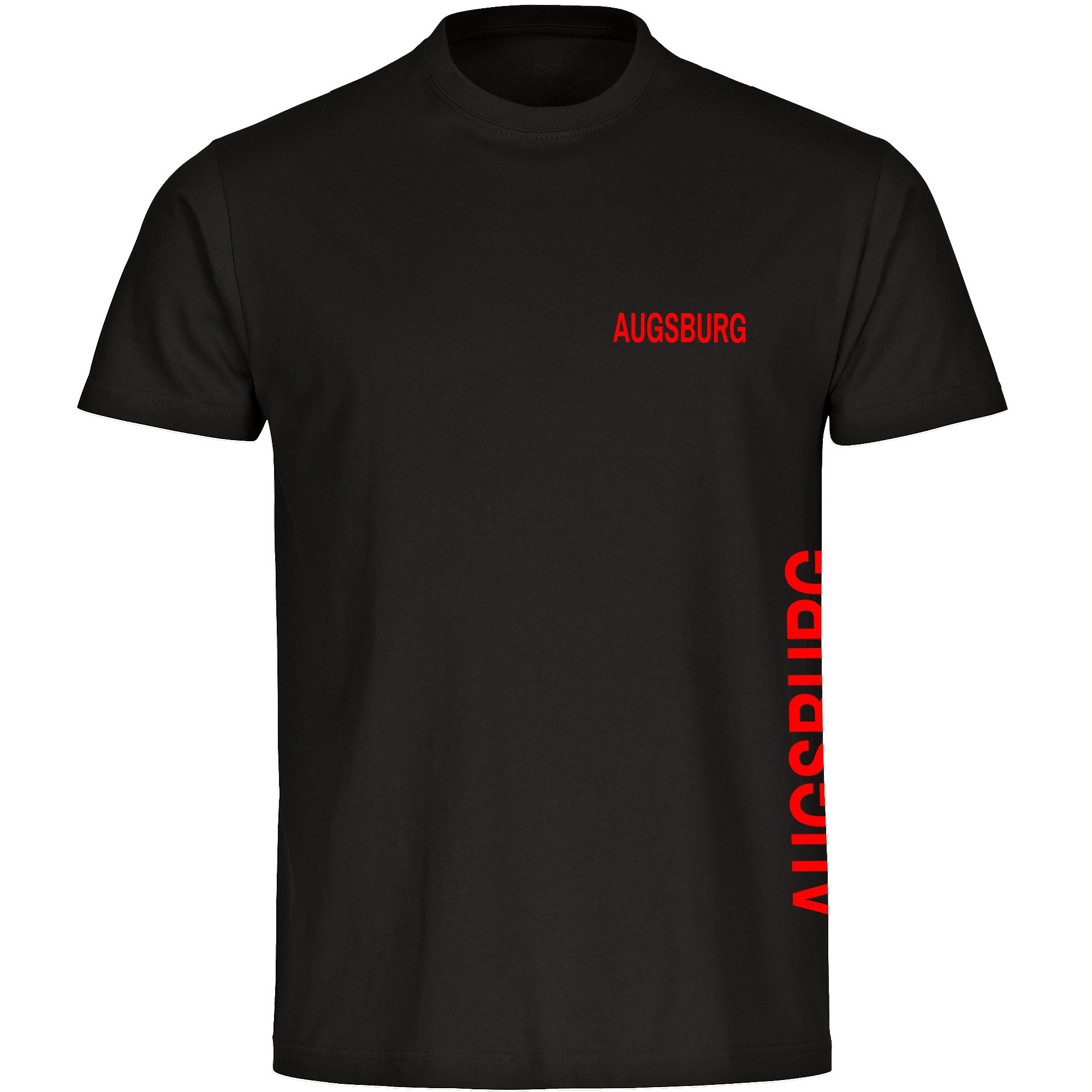 multifanshop Herren T-Shirt - Augsburg - Brust & Seite - Druck rot - M&auml;nner - Bild 1