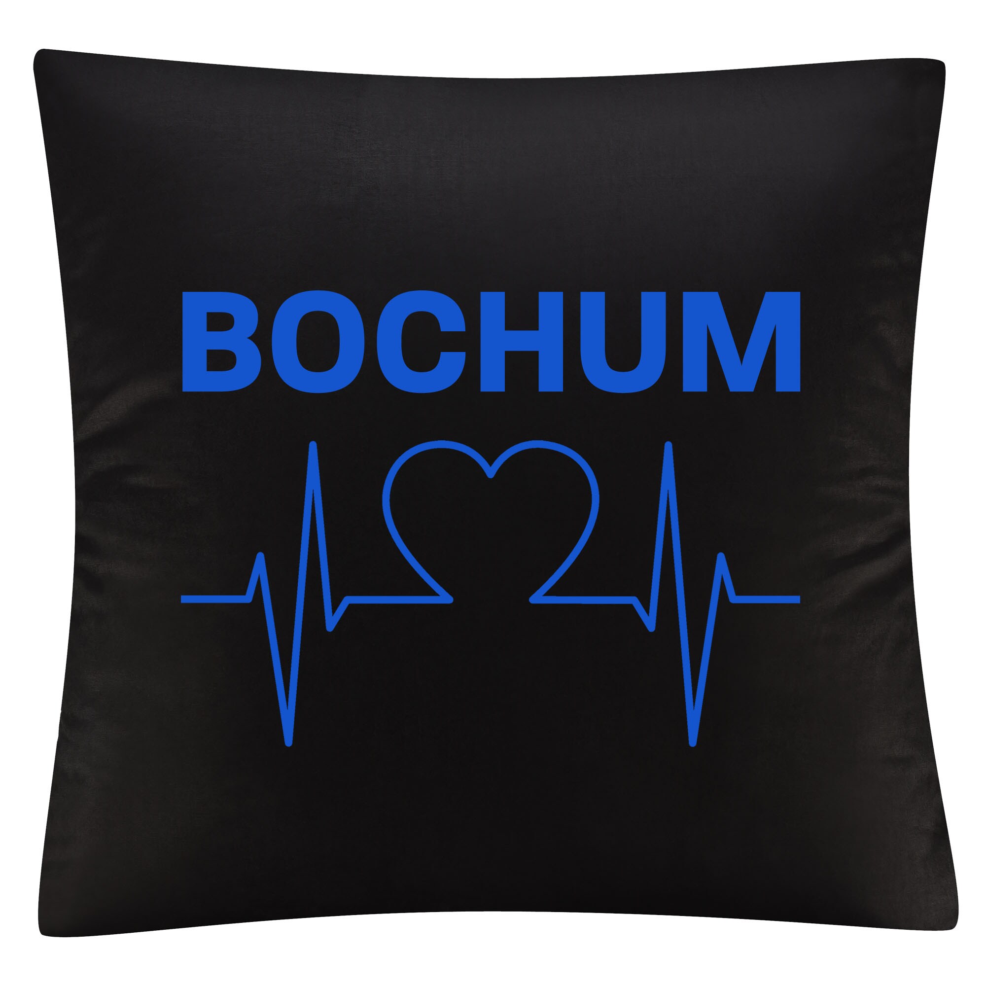multifanshop Kissenbezug - Bochum - Herzschlag - Druck blau - Kissen - Bild 1