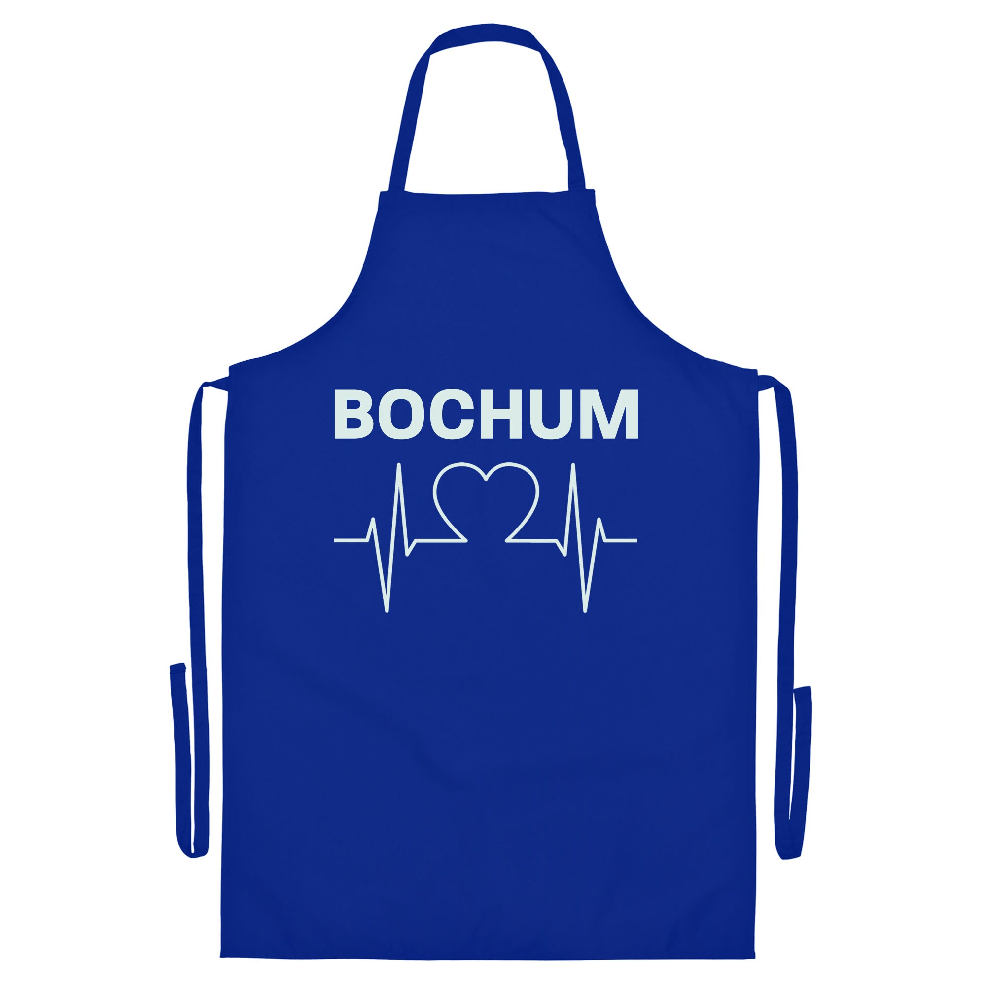 multifanshop Grillsch&uuml;rze - Bochum - Herzschlag - Druck wei&szlig; - Sch&uuml;rze - Bild 1