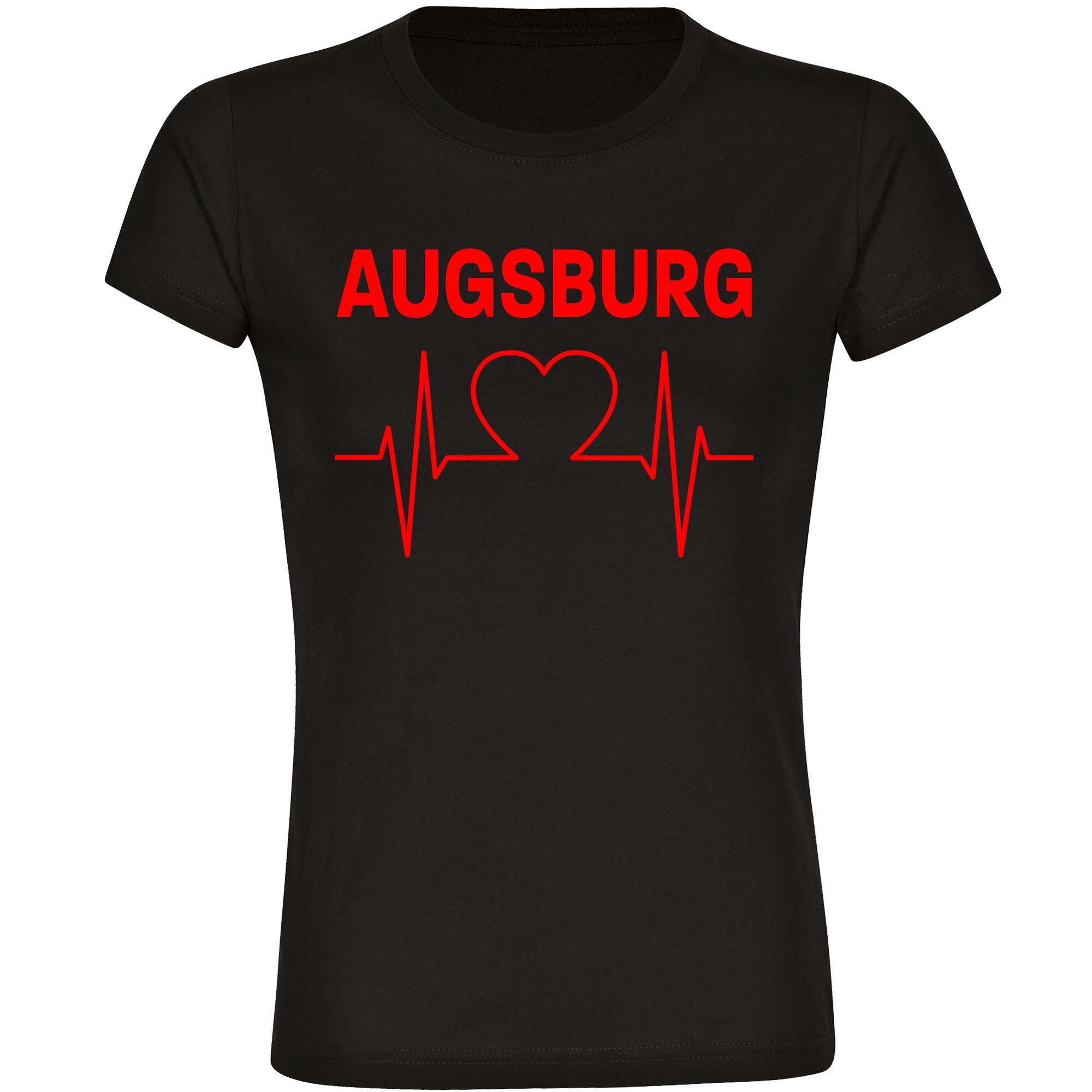 multifanshop Damen T-Shirt - Augsburg - Herzschlag - Druck rot - Frauen - Bild 1