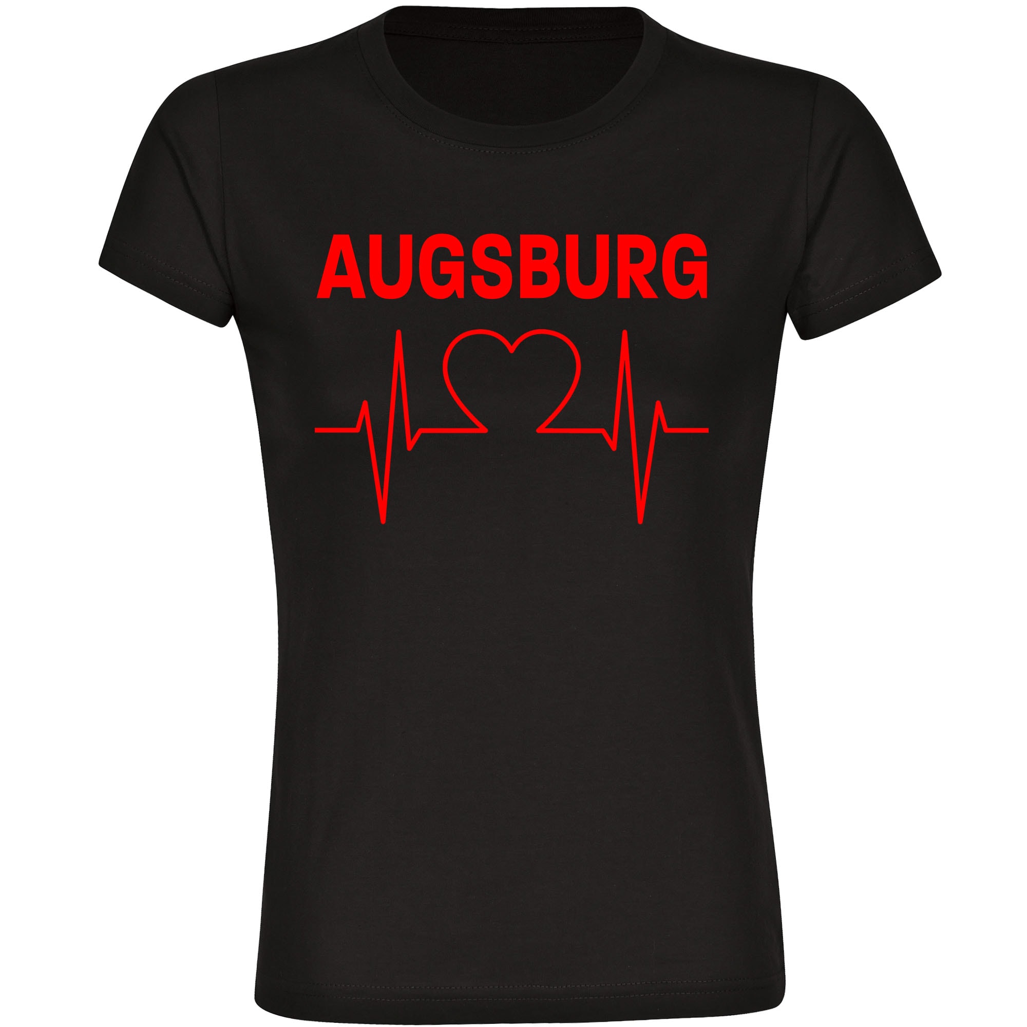 multifanshop Damen T-Shirt - Augsburg - Herzschlag - Druck rot - Frauen - Bild 1