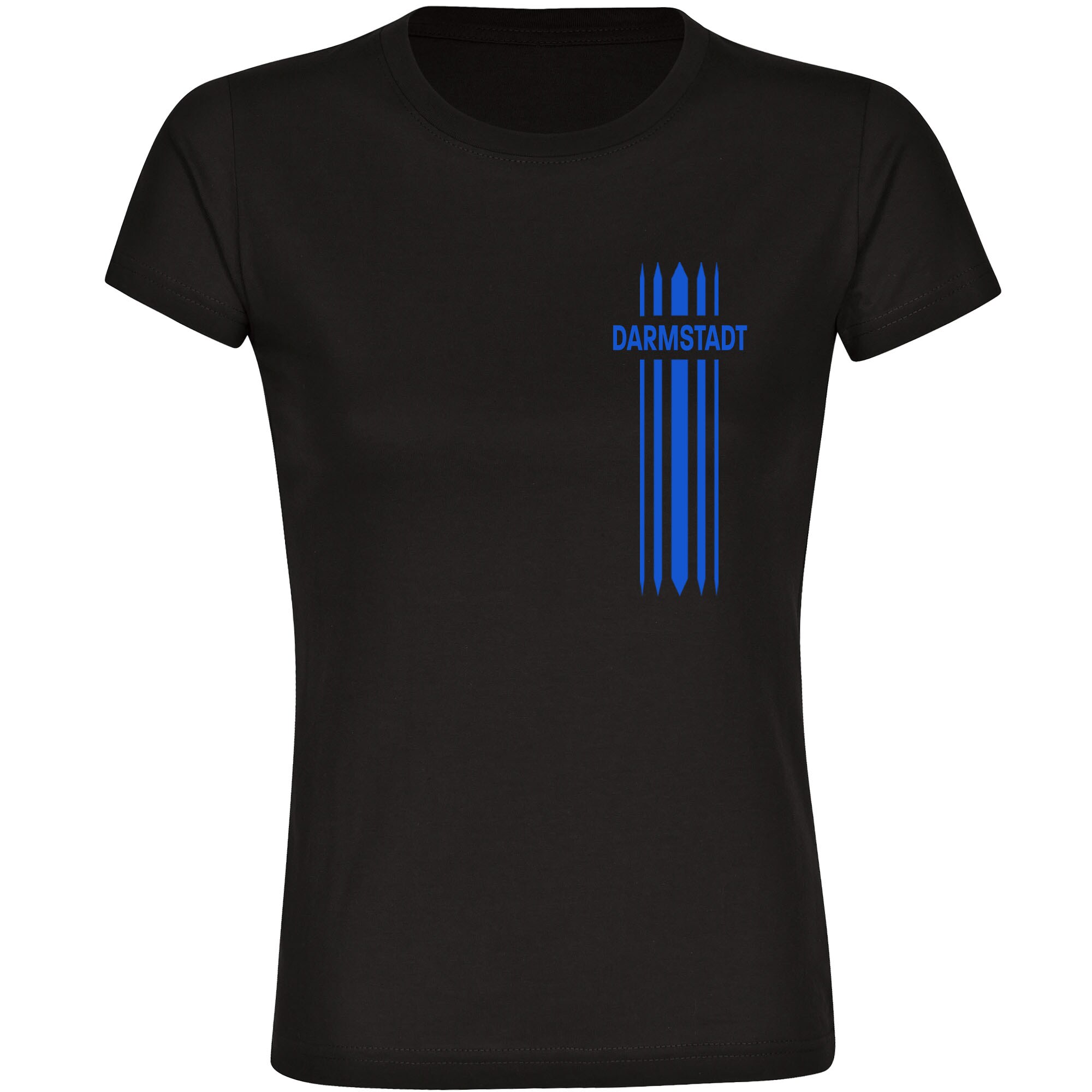 multifanshop Damen T-Shirt - Darmstadt - Streifen - Druck blau - Frauen 