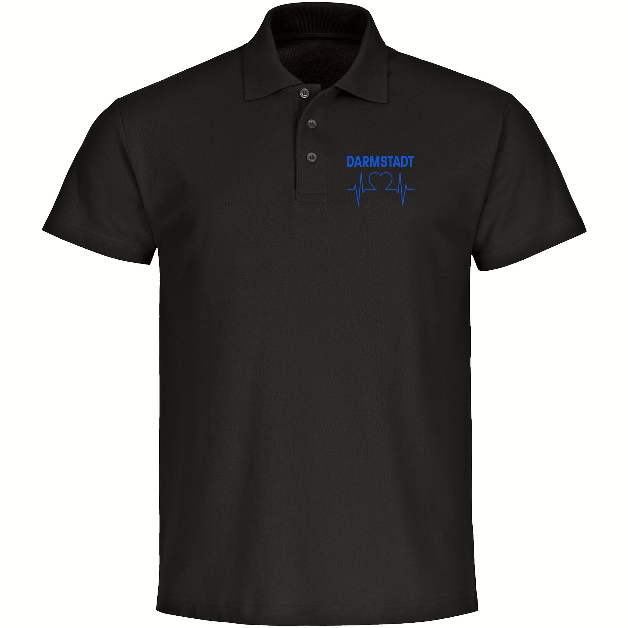 multifanshop Poloshirt - Darmstadt - Herzschlag - Druck blau - Polo - Bild 1