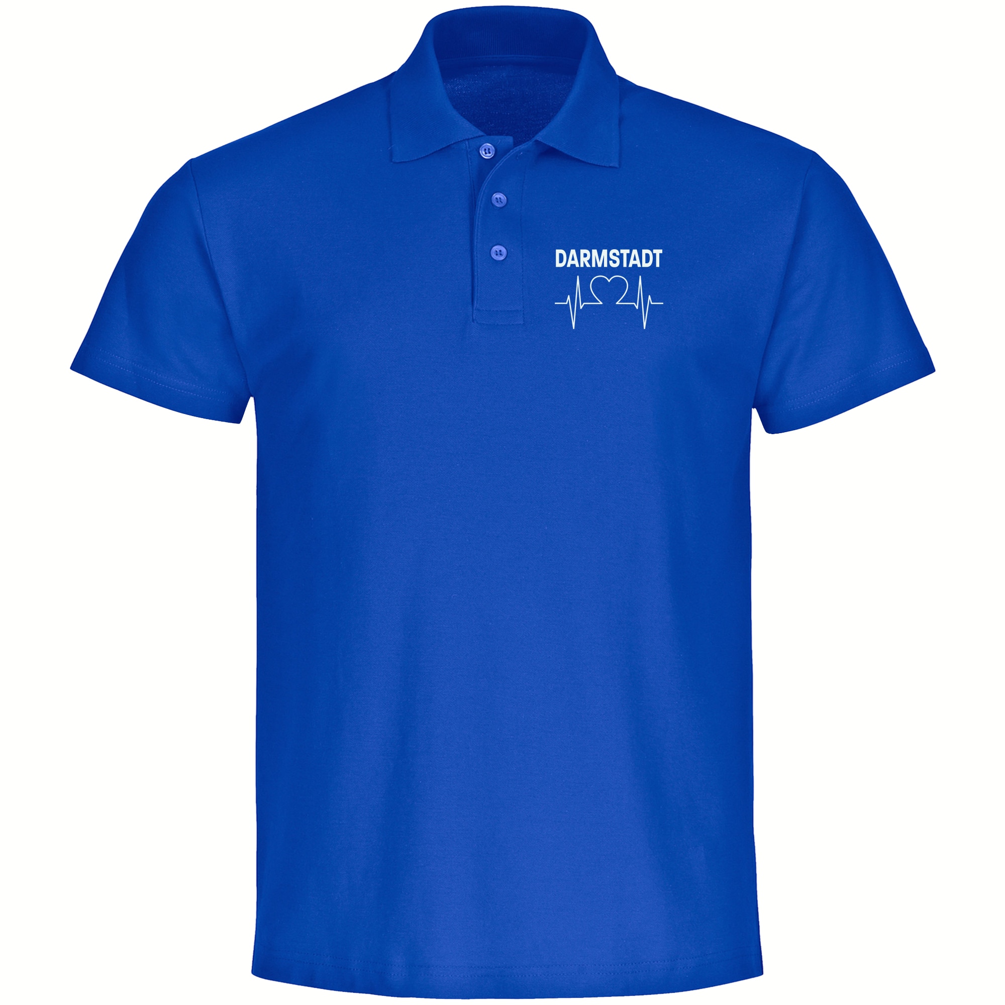 multifanshop Poloshirt - Darmstadt - Herzschlag - Druck wei&szlig; - Polo - Bild 1