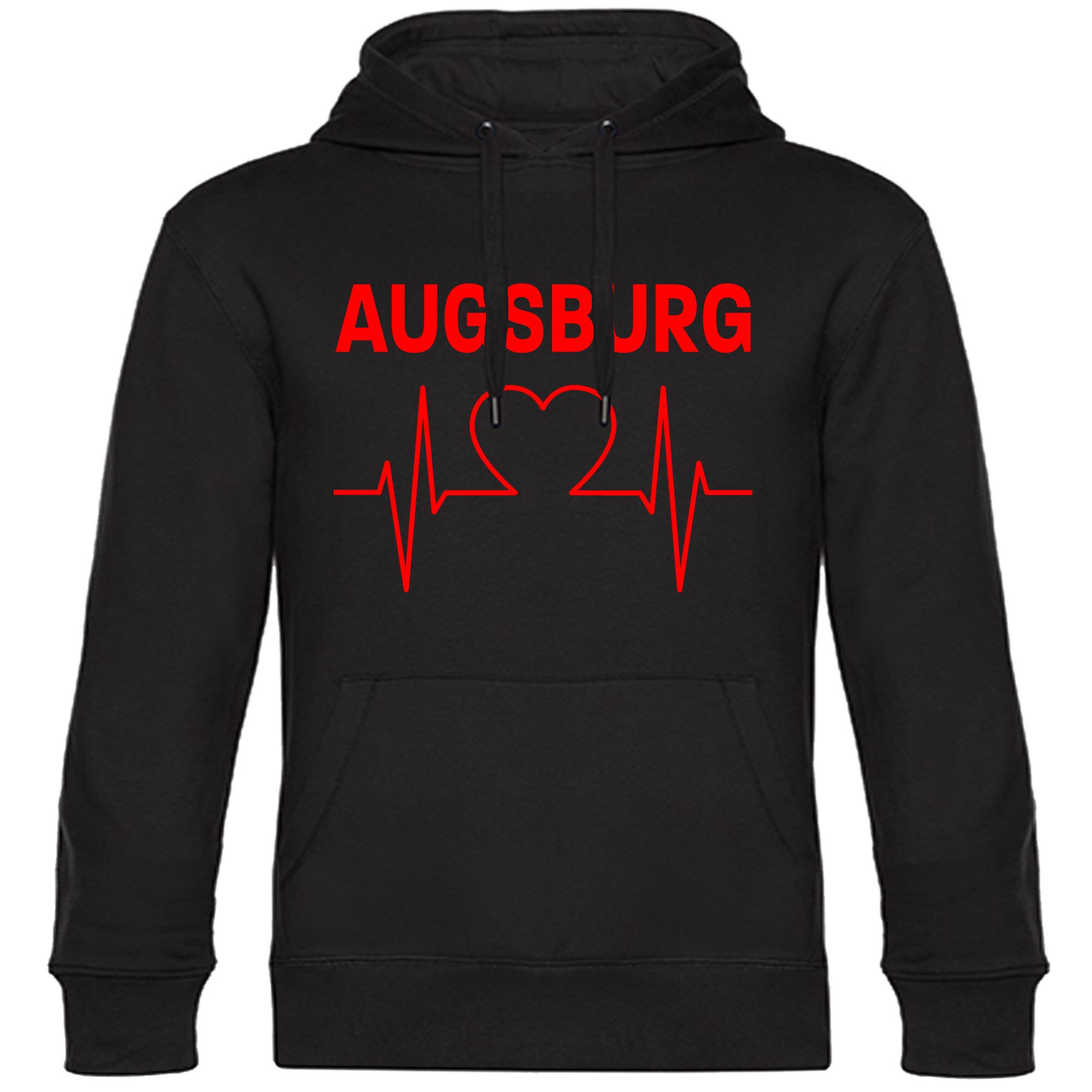 multifanshop Kapuzen Sweatshirt - Augsburg - Herzschlag - Druck rot - Hoodie - Bild 1