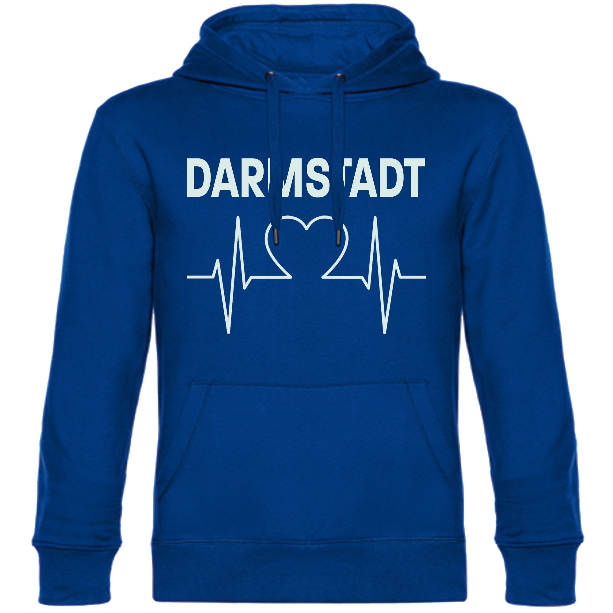 multifanshop Kapuzen Sweatshirt - Darmstadt - Herzschlag - Druck wei&szlig; - Hoodie - Bild 1