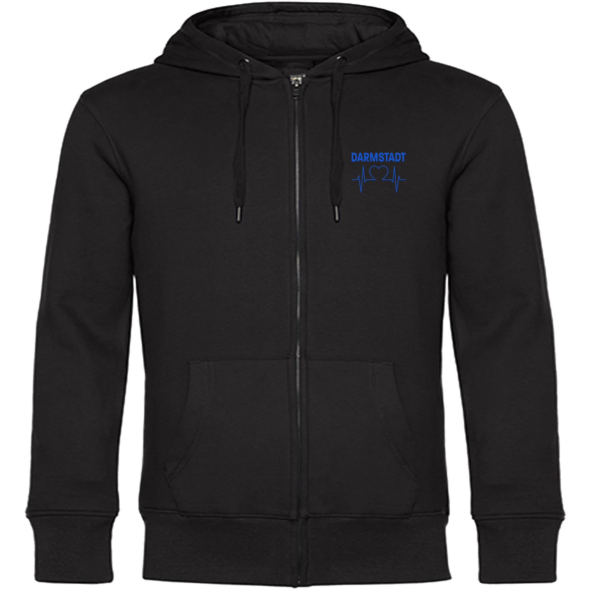 multifanshop Kapuzen Sweatshirt Jacke - Darmstadt - Herzschlag - Druck blau - Jacke - Bild 1