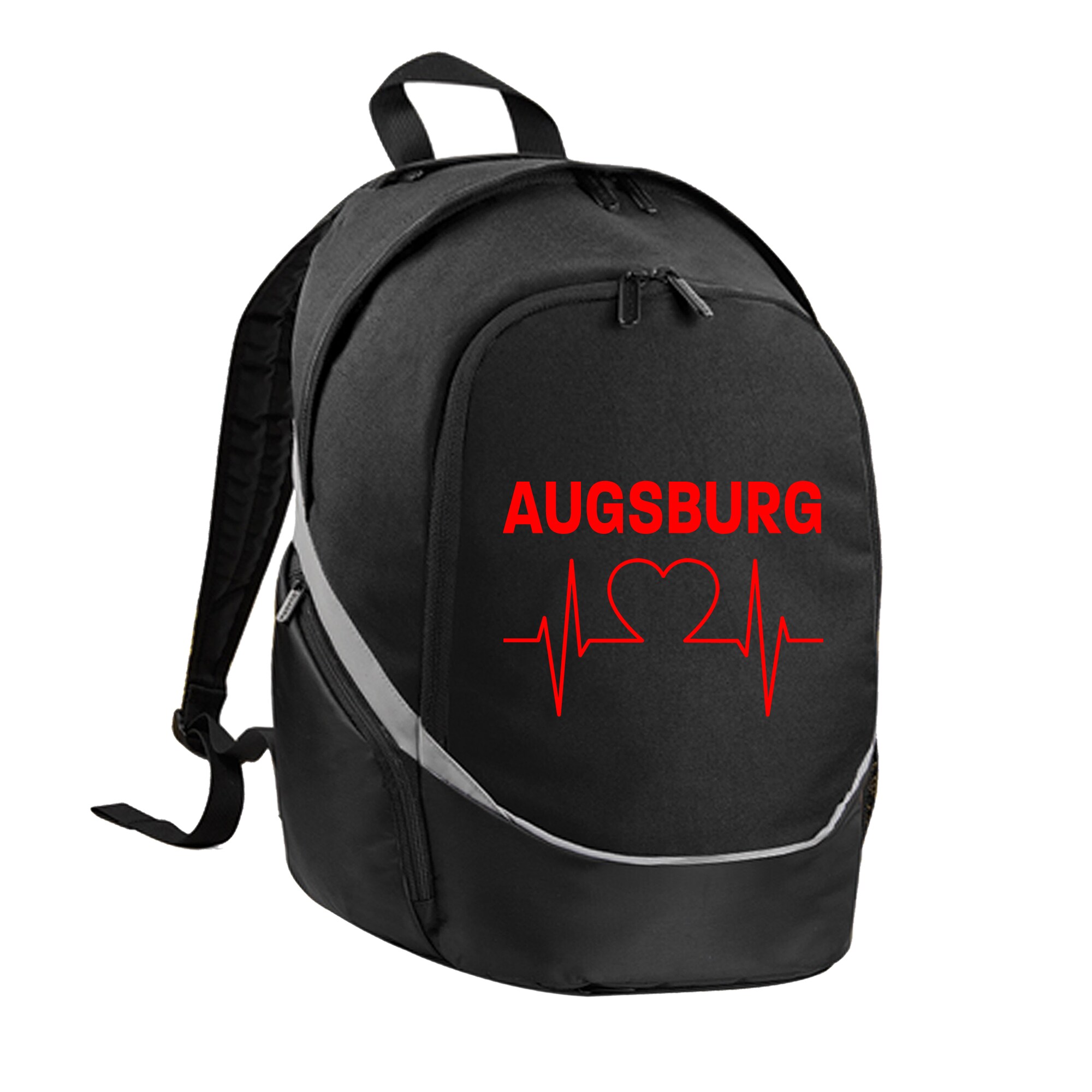 multifanshop Rucksack - Augsburg - Herzschlag - Druck rot - Tasche - Bild 1